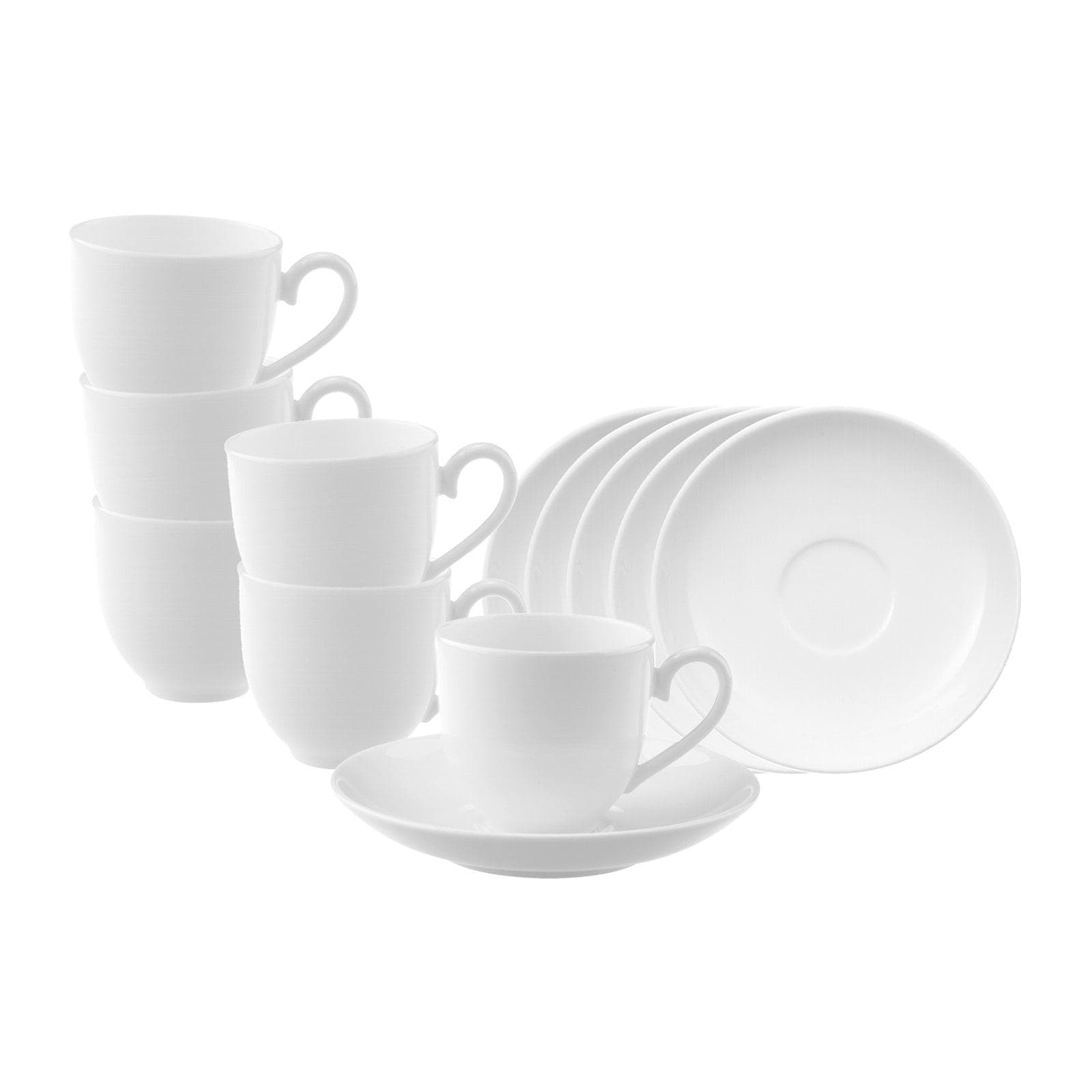 Villeroy & Boch Espressotassen mit Untertassen Royal 100 ml Weiß
