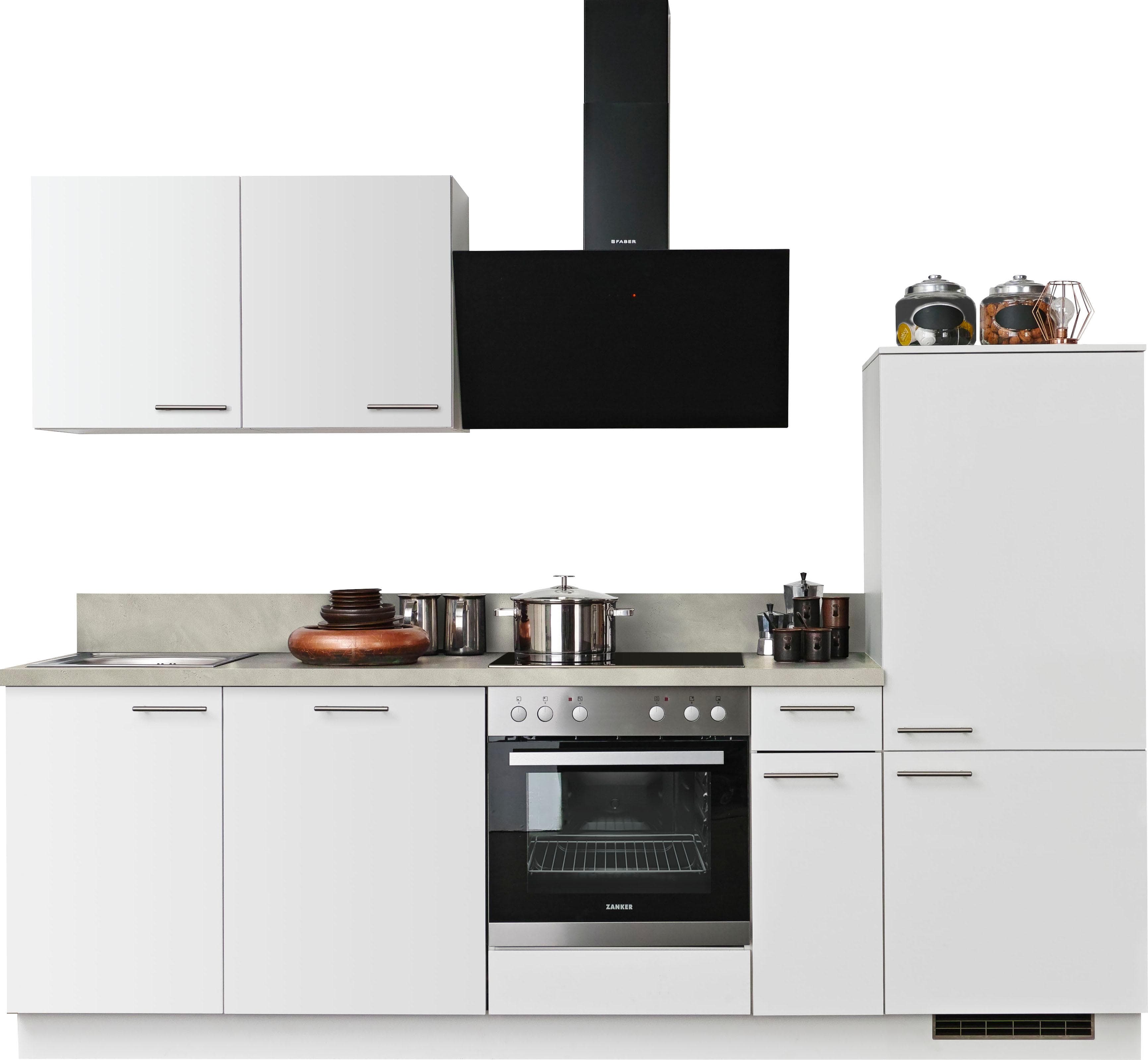 Küchenzeile KOCHSTATION KS-Scafa 260 cm Soft-Close Weiß Zementfarben