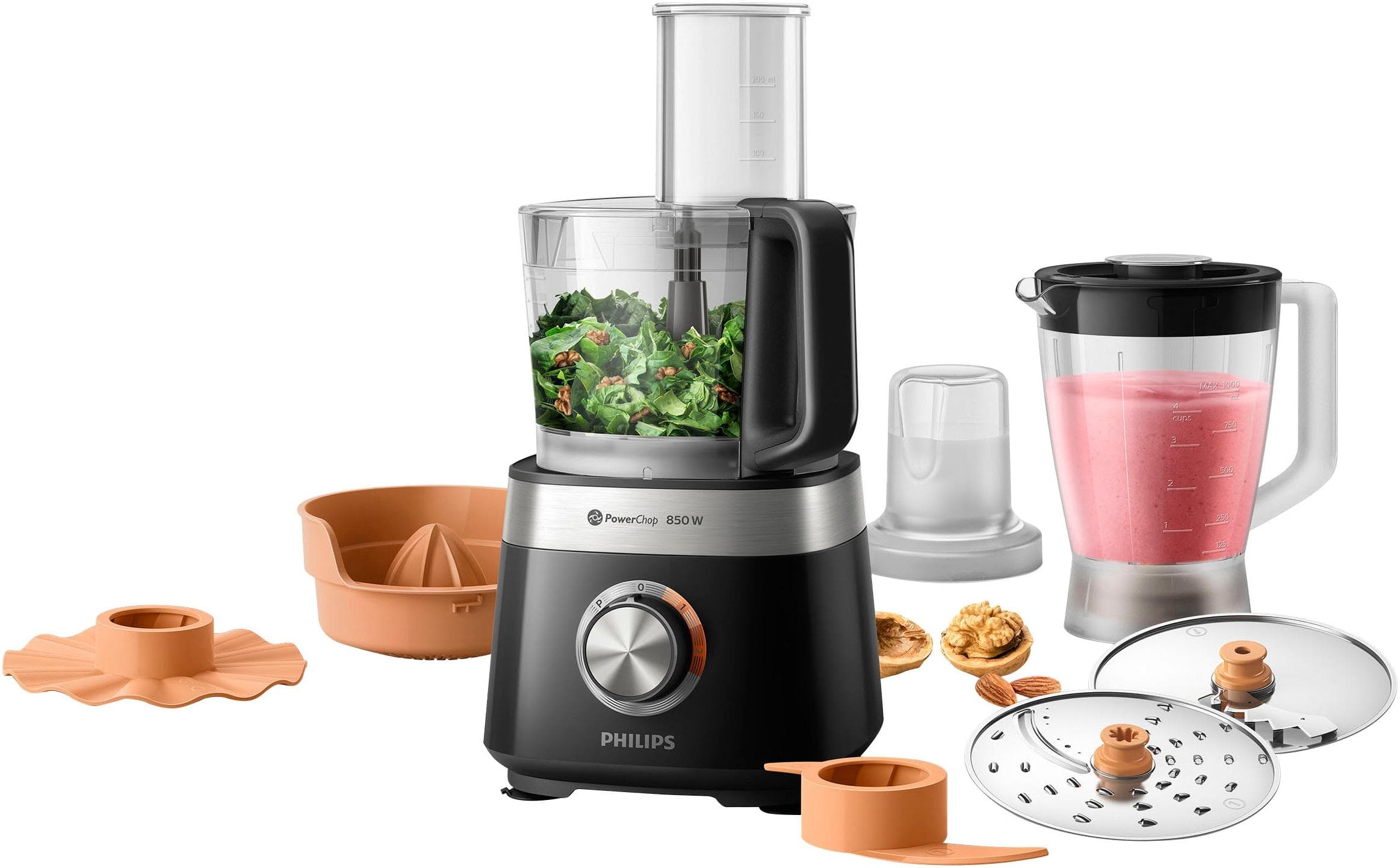 Philips Küchenmaschine HR7530/10 Viva Collection Schwarz PowerChop