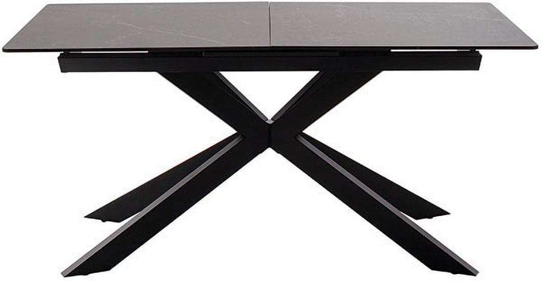 Ausziehbarer Esstisch mit Keramikplatte in Marmoroptik - Anthrazit