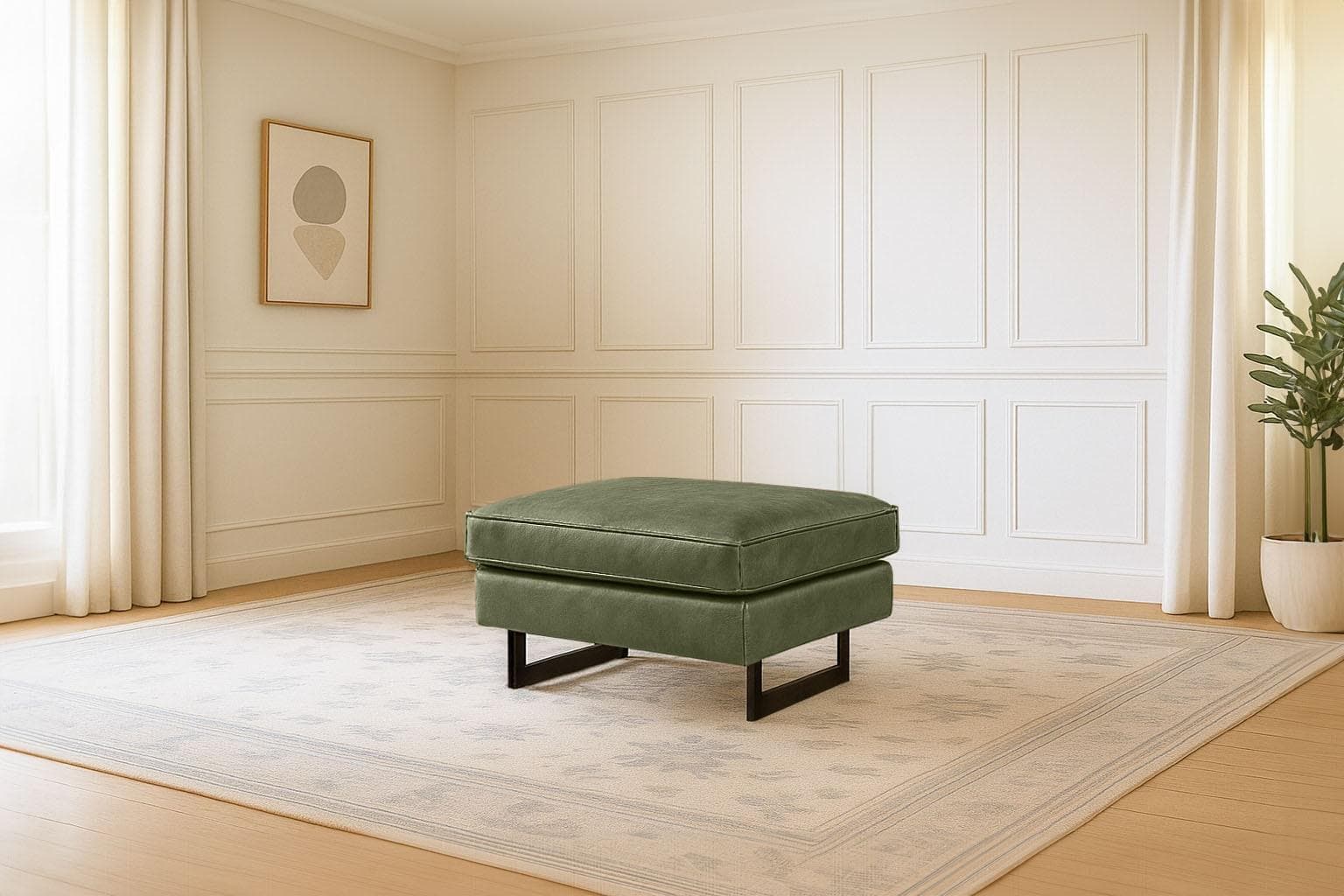 HOME AFFAIRE Polsterhocker Pinto Grün Microfaser Lederoptik