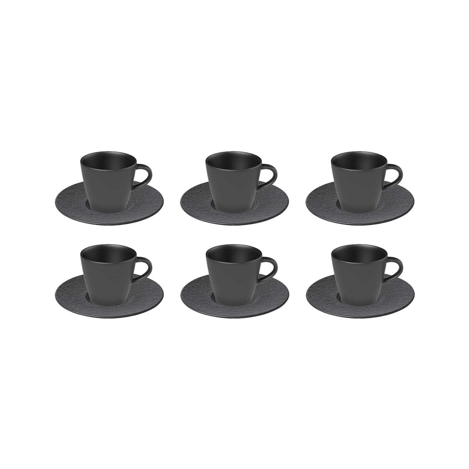 Villeroy & Boch Espresso Set Manufacture Rock 60 ml 6er Set Schwarz Porzellan