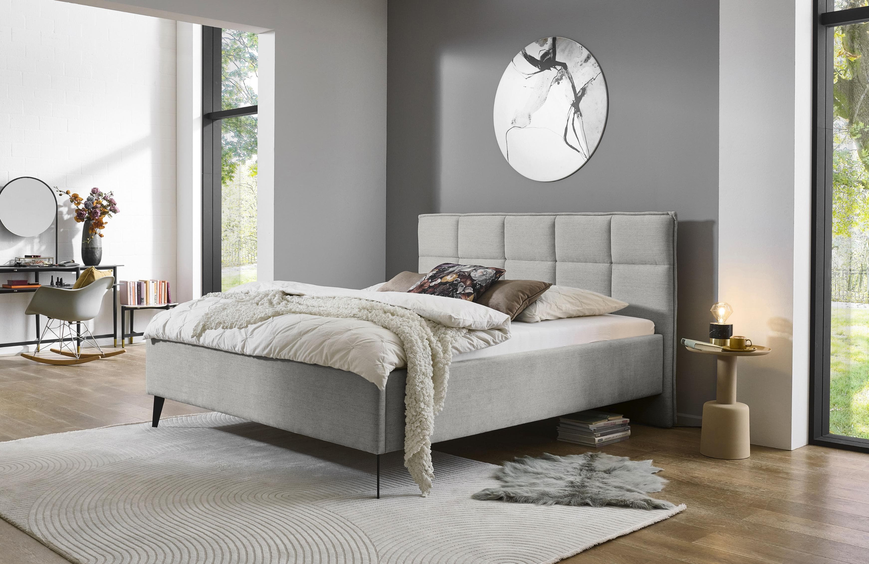Meise Möbel Polsterbett Paulo mit Bettkasten hellgrau