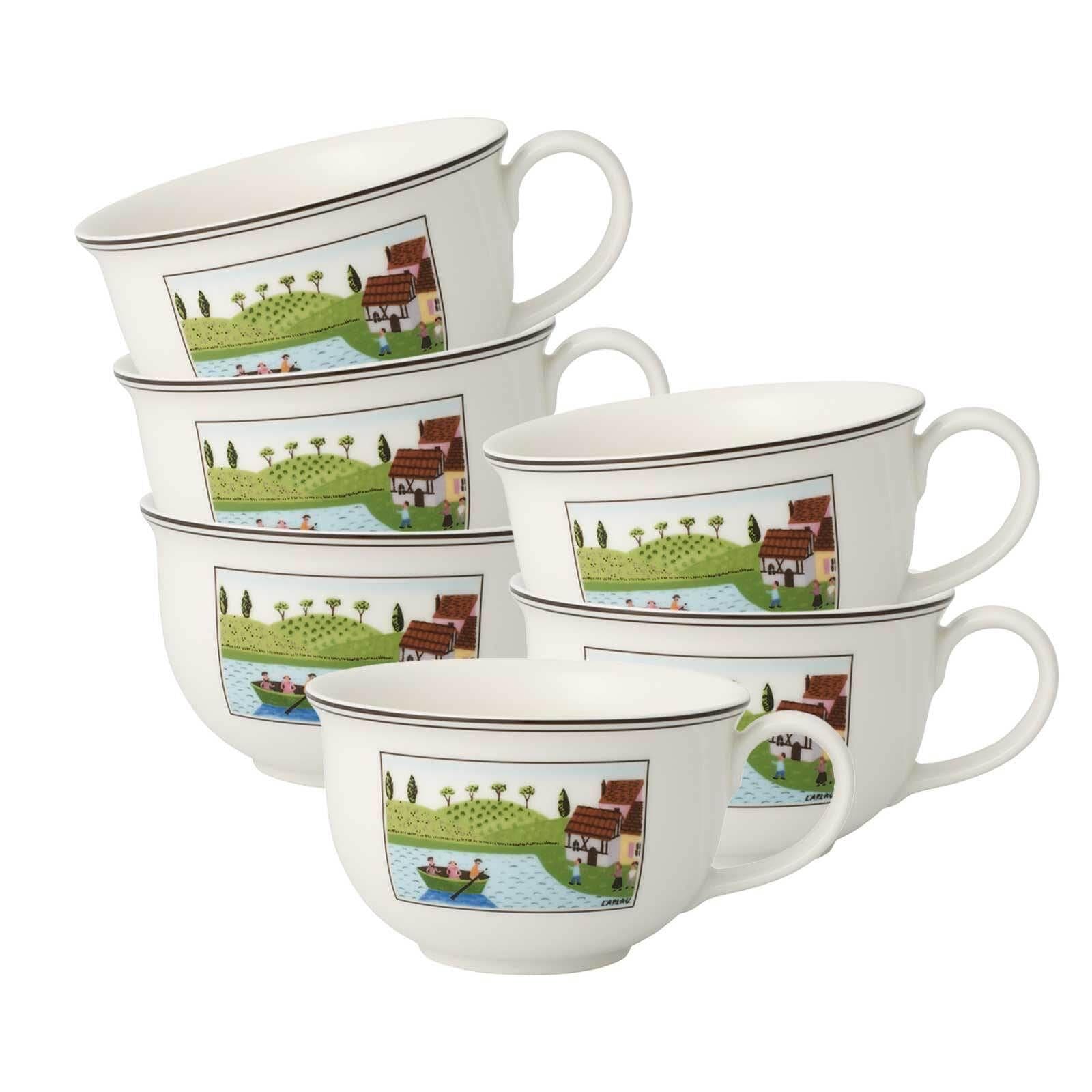 Villeroy & Boch Café au lait Obertassen Charm & Breakfast Design Naif 6er Set weiß-bunt