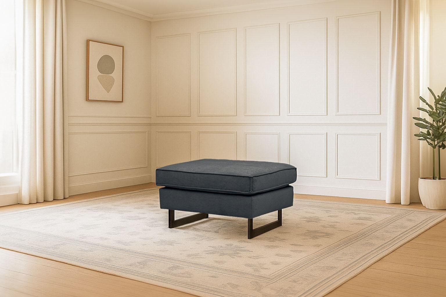 HOME AFFAIRE Polsterhocker Pinto Rauchblau Microfaser Lederoptik