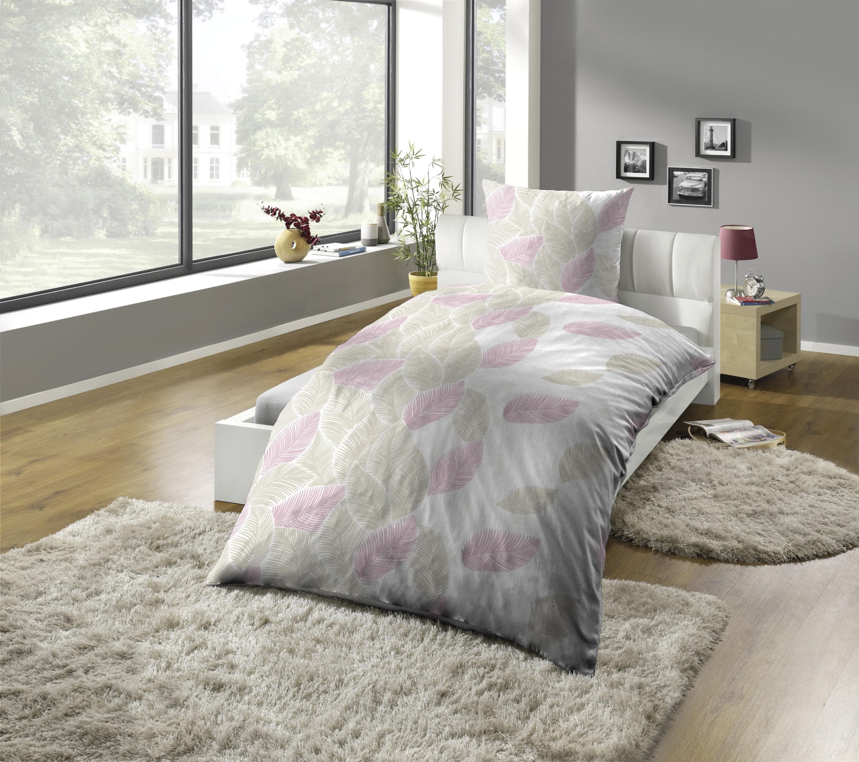 Kuschel-Seersucker Bettwäsche "Blätter" - Langlebig & Softig