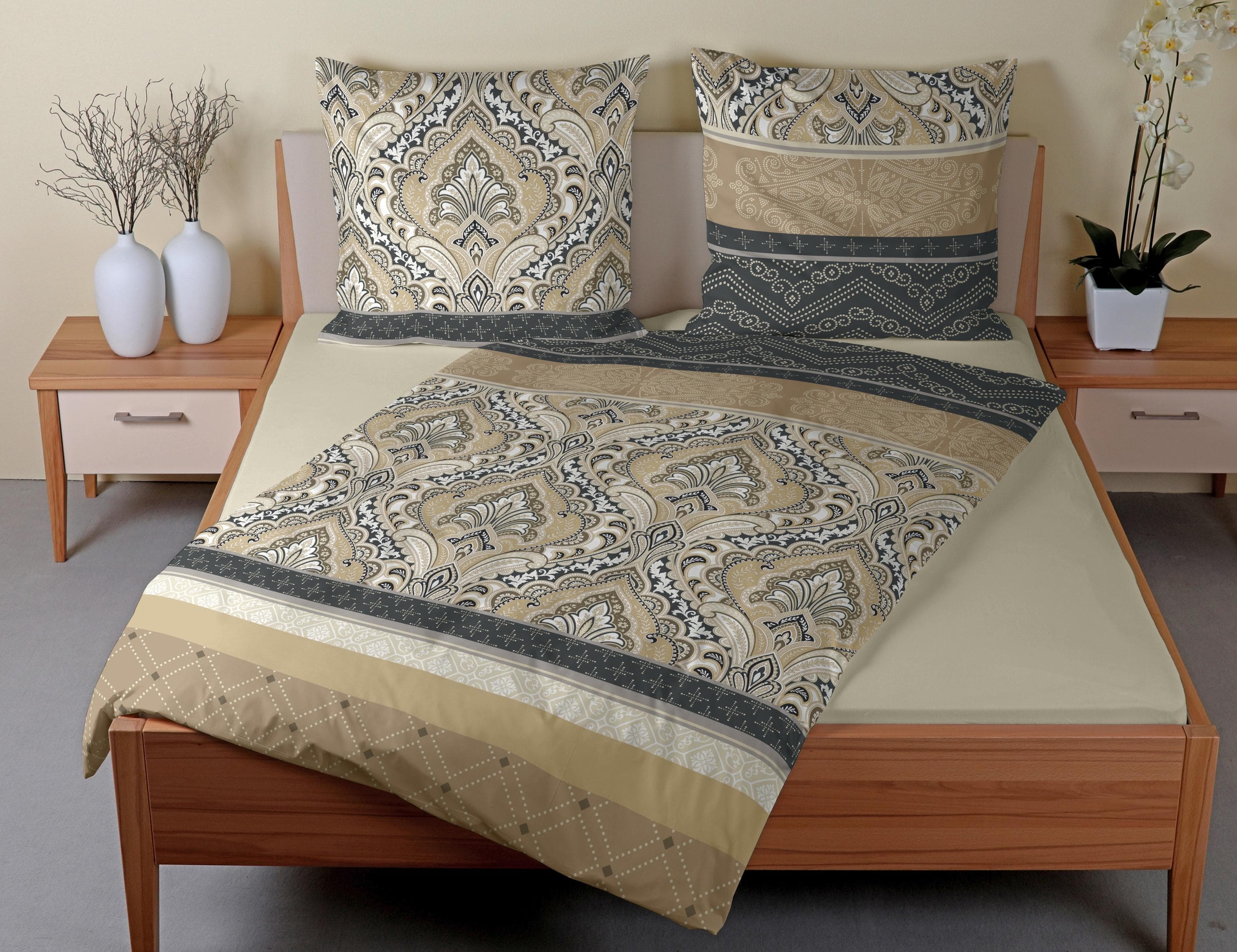 Bettwäsche CASATEX Verena Beige Anthrazit Orientalisch
