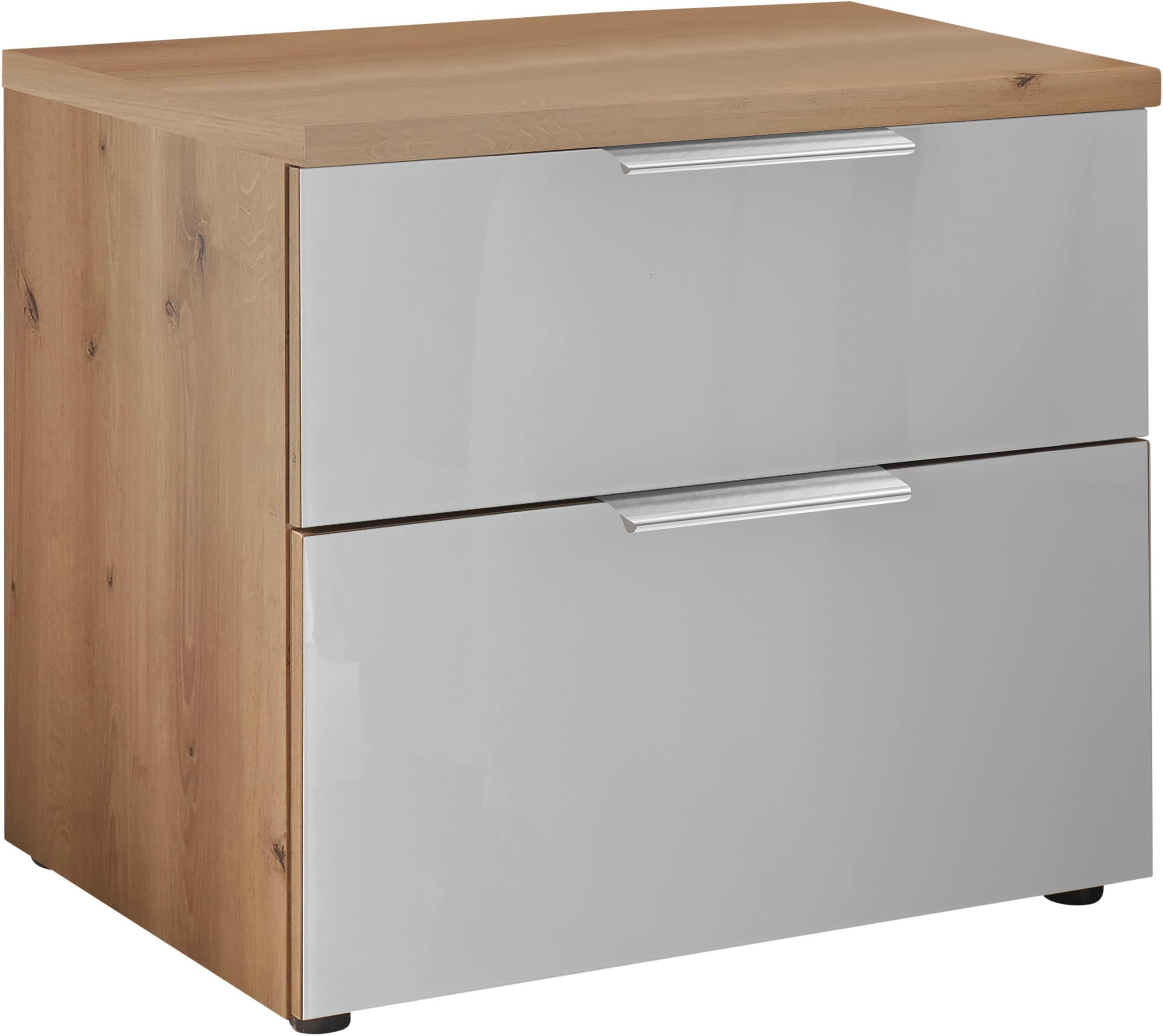 WIEMANN Nachtkonsole Como Weiß Glas Eiche Dekor Modern