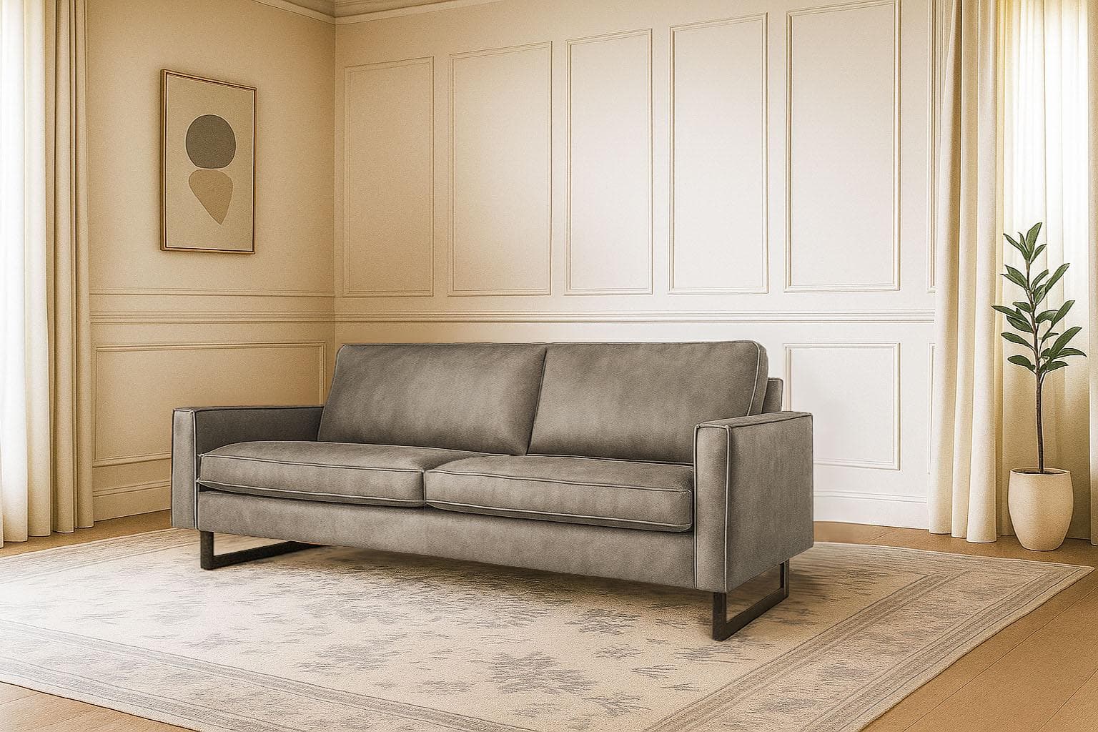 HOME AFFAIRE Maxi-Ausführung Pinto Sofa 3-Sitzer Taupe Kunstleder