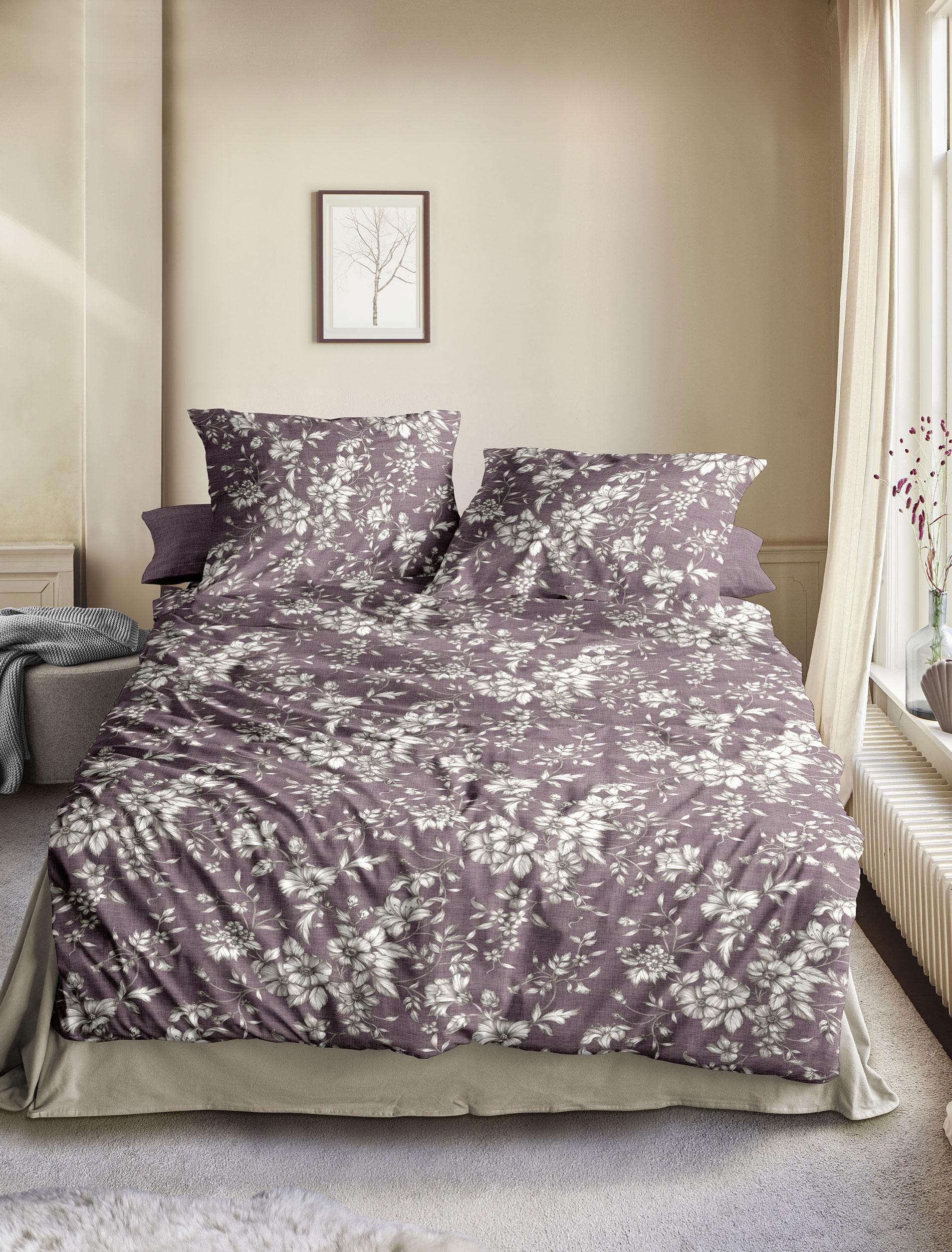 Irisette Bettwäsche Set 2-tlg. Mauve 100% Baumwolle Floral
