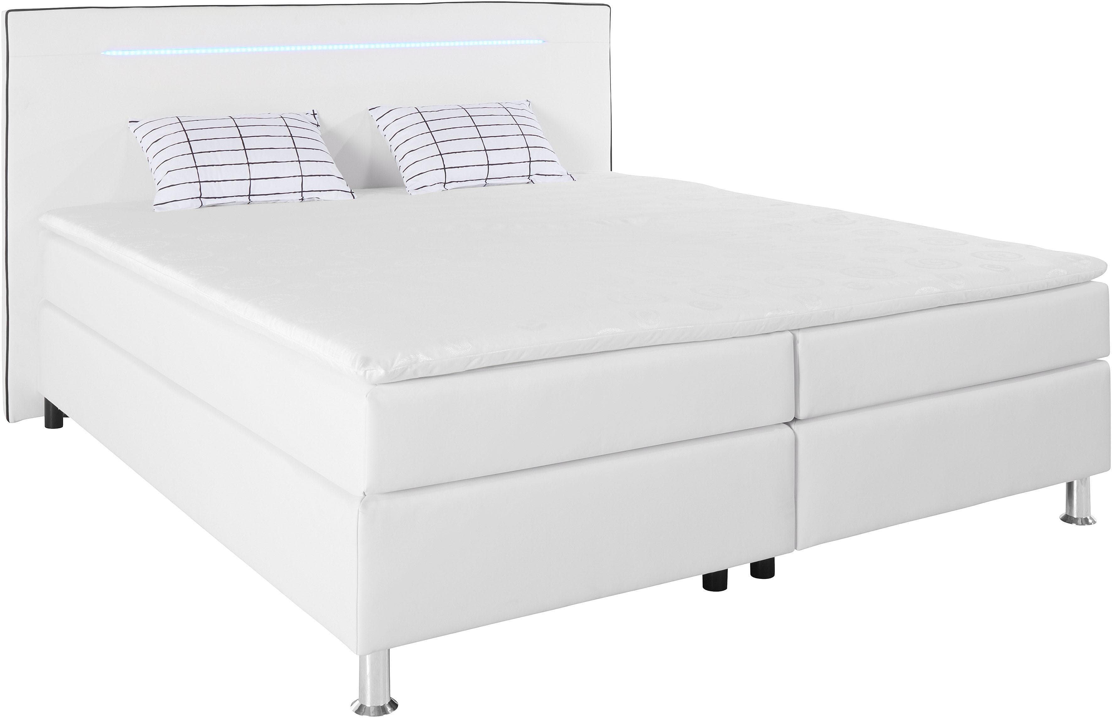 Boxspringbett mit LED-Beleuchtung & Komforttopper