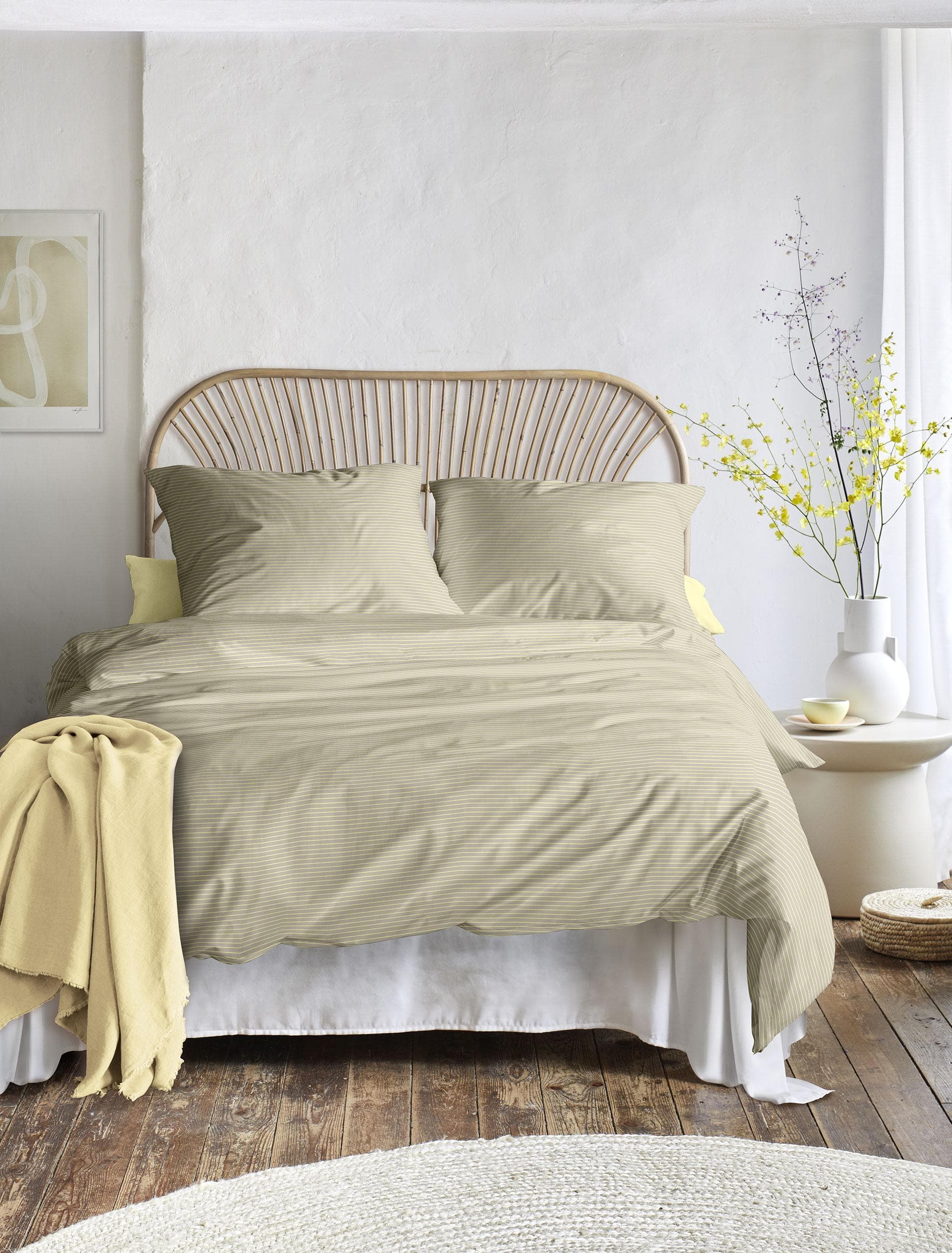 IRISETTE Tokio 8607 Bettwäsche Gelb Mako-Satin Gestreift