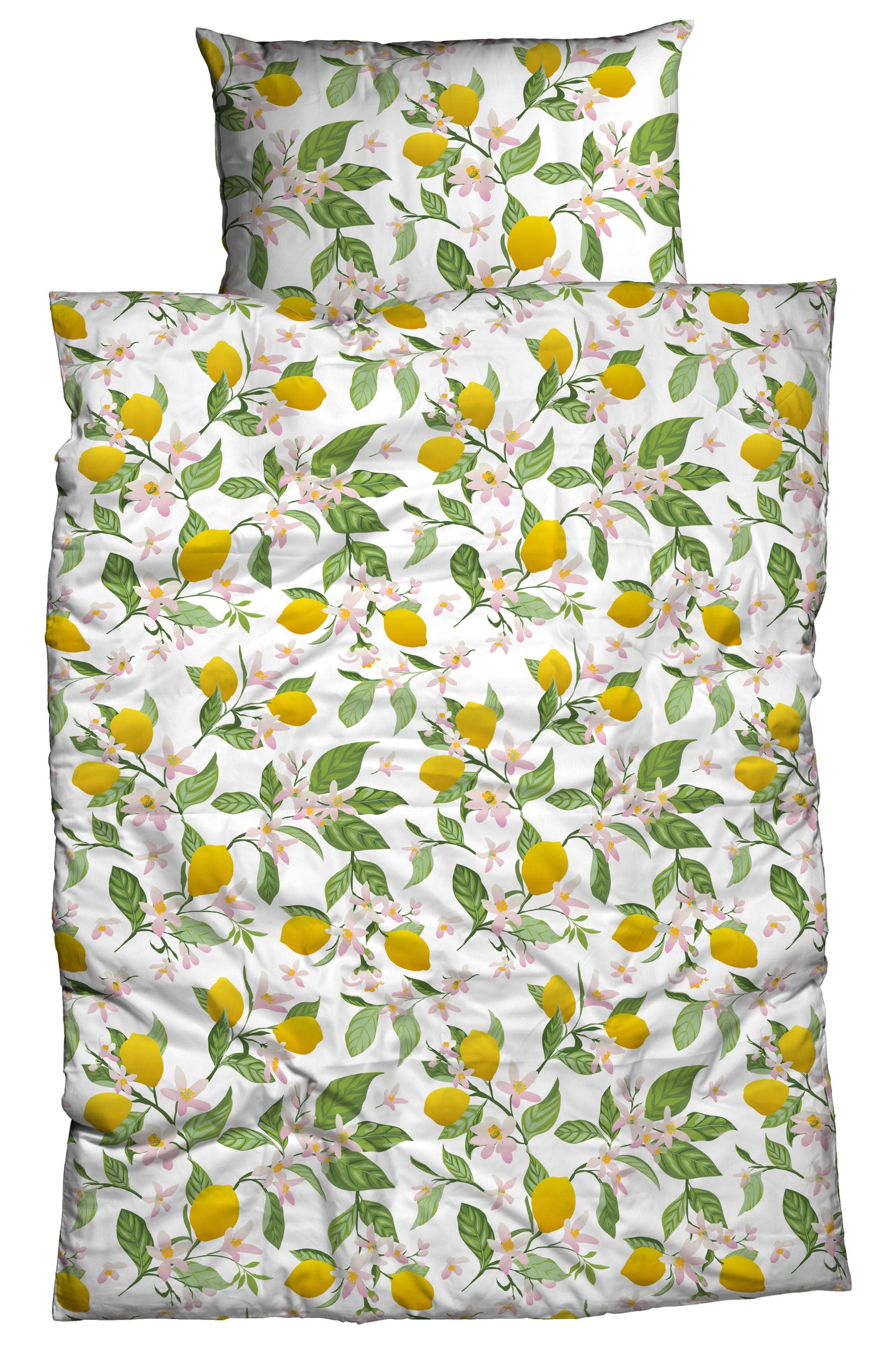 CASATEX Bettwäsche Lemon Gelb Grün Satin 100% Baumwolle 2-tlg