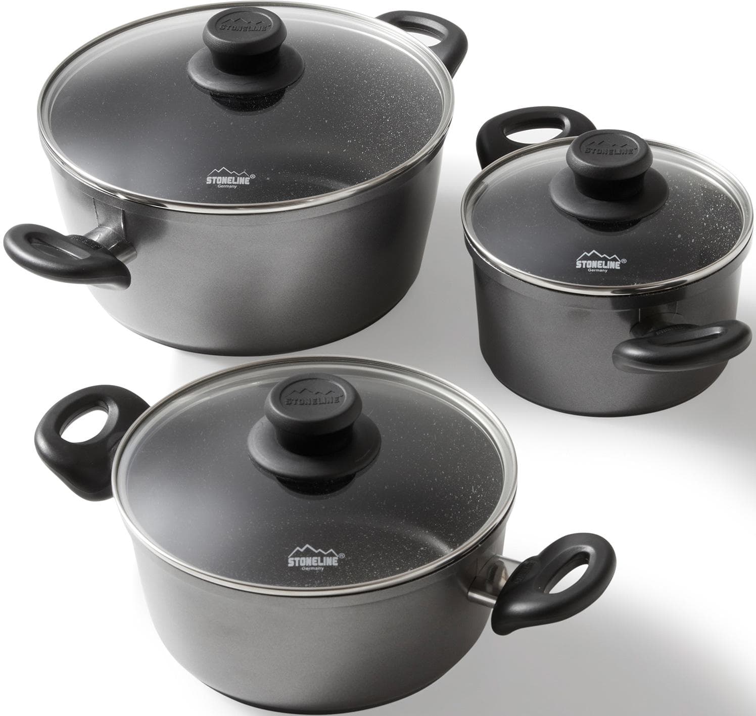 Stoneline Topf-Set Schwarz 6-tlg. Induktion