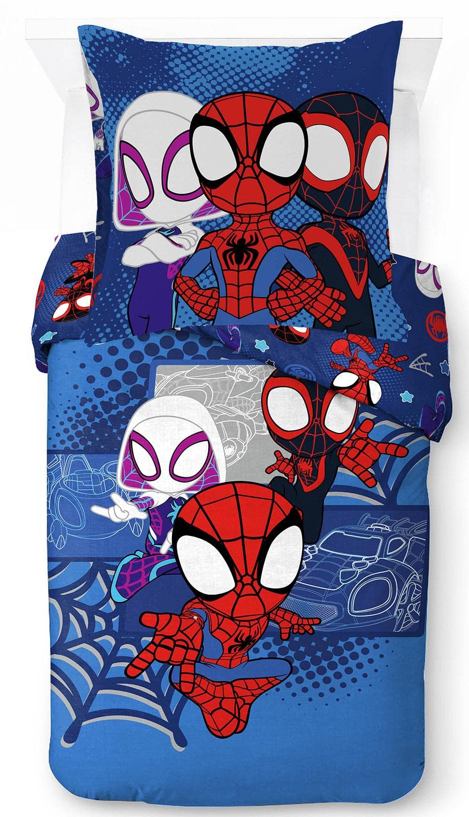 MARVEL Kinderbettwäsche Marvel Spidey Bettbezug-Set 135x200 cm + Kissenbezug 80x80 cm Blau