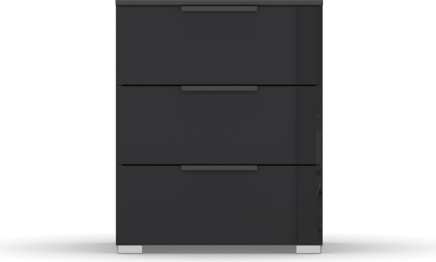 RAUCH Nachtkommode SKAT MERIDIAN Grau Glas Basalt 3 Schubladen