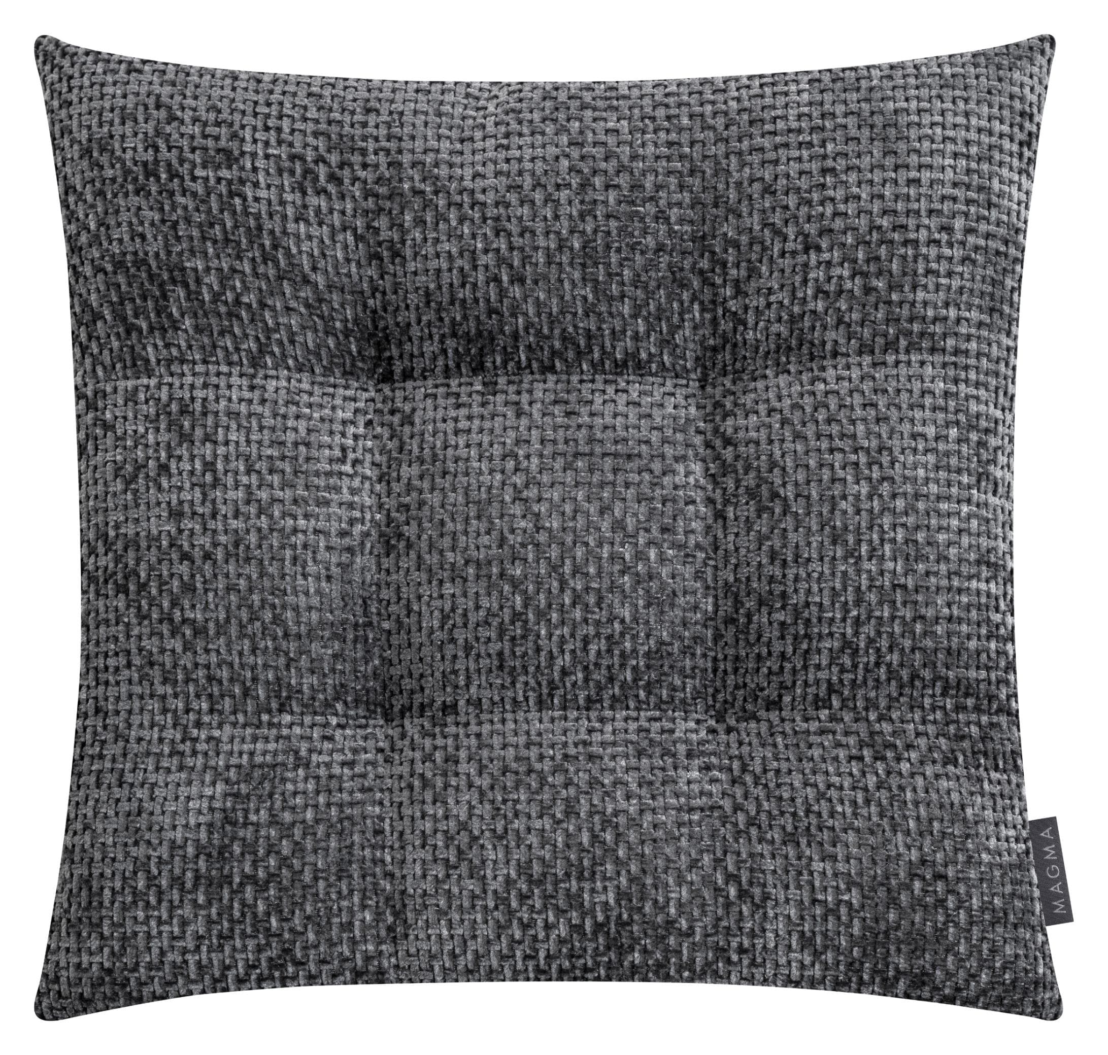 Stuhlkissen Anthrazit, gesteppt, Polyester, Chenille, Faserbällchen