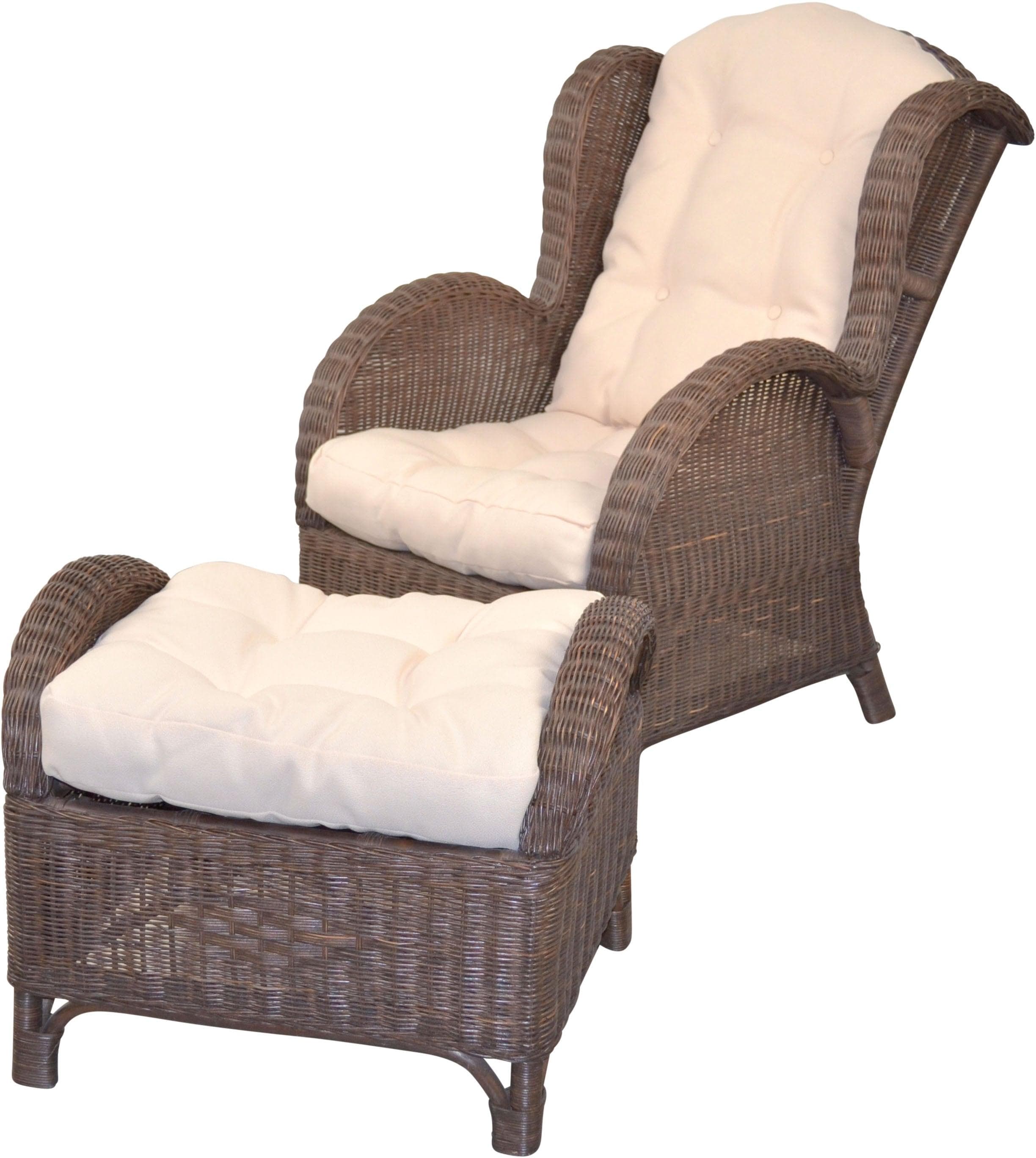 Ohrensessel Braun Rattan HOFMANN LIVING AND MORE
