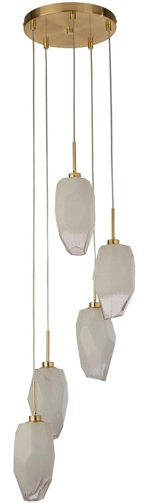 Searchlight Pendelleuchte Rocky 5-fl. Messingfarben Stahl Glas