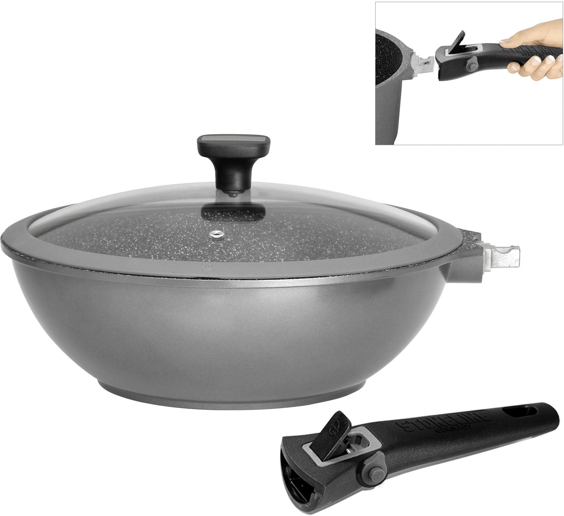 Wok STONELINE Imagination PLUS Anthrazit mit Steinpartikel-Beschichtung