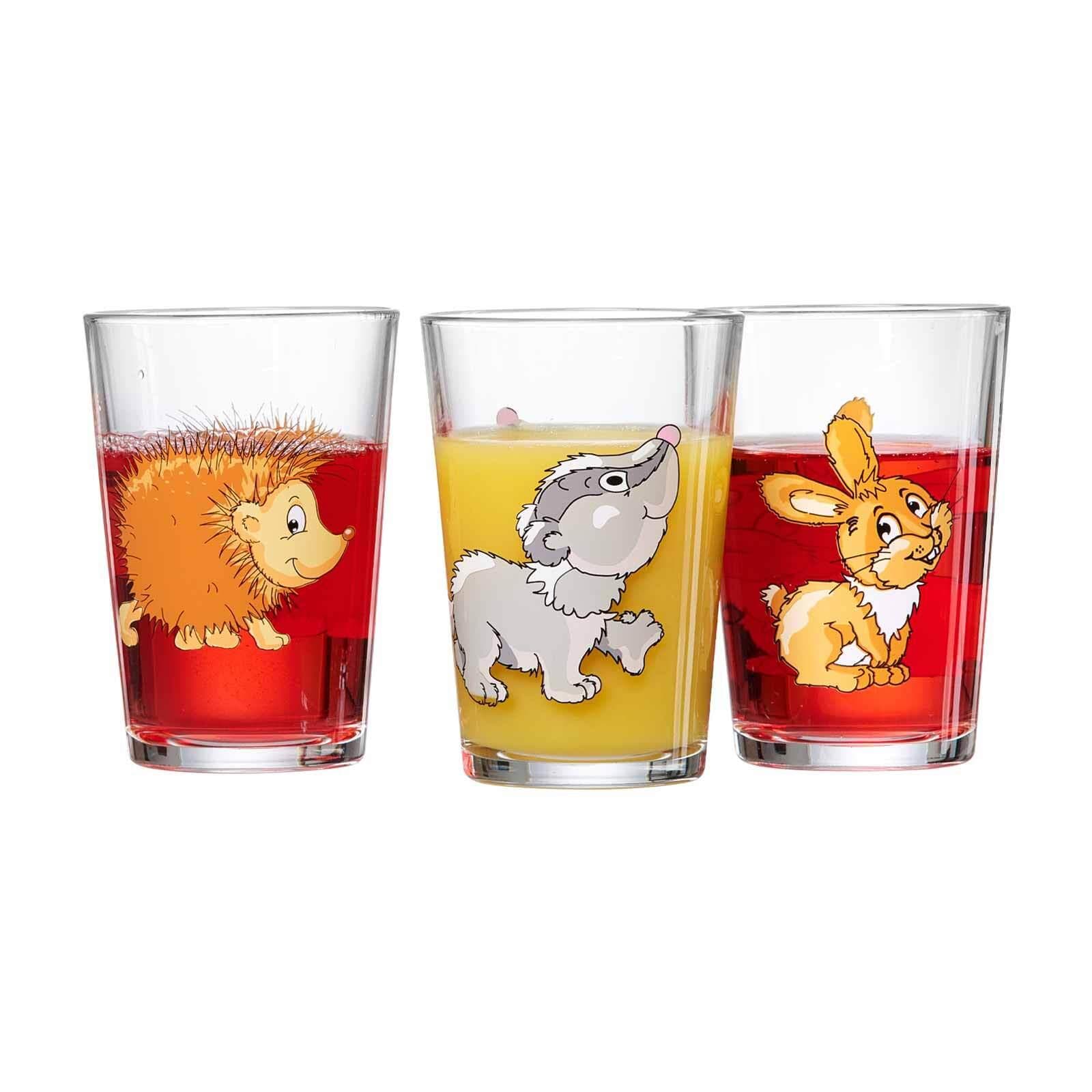 Trinkglas-Set WALDTIERE Waldtier-Motive Glas 205ml