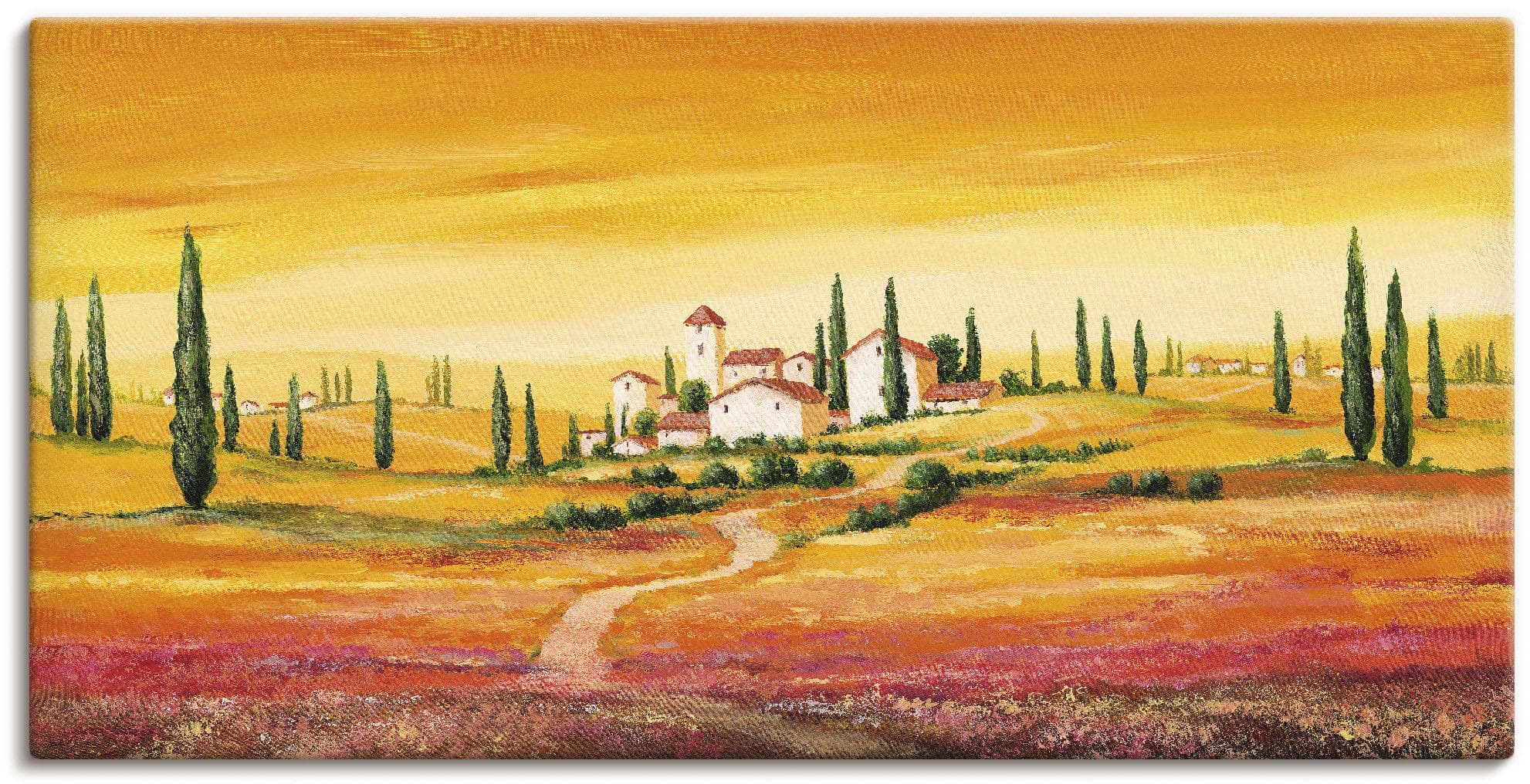 Artland Wandbild Orange Toskanische Landschaft