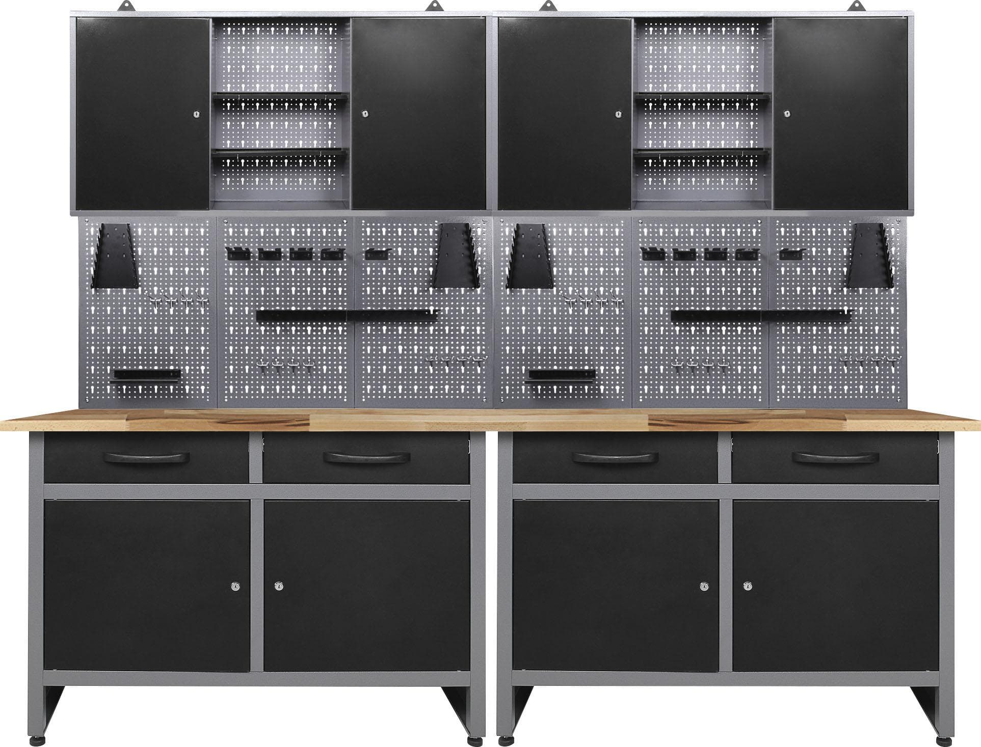 ONDIS24 Werkstatt-Set 240cm Anthrazit/Schwarz Metall