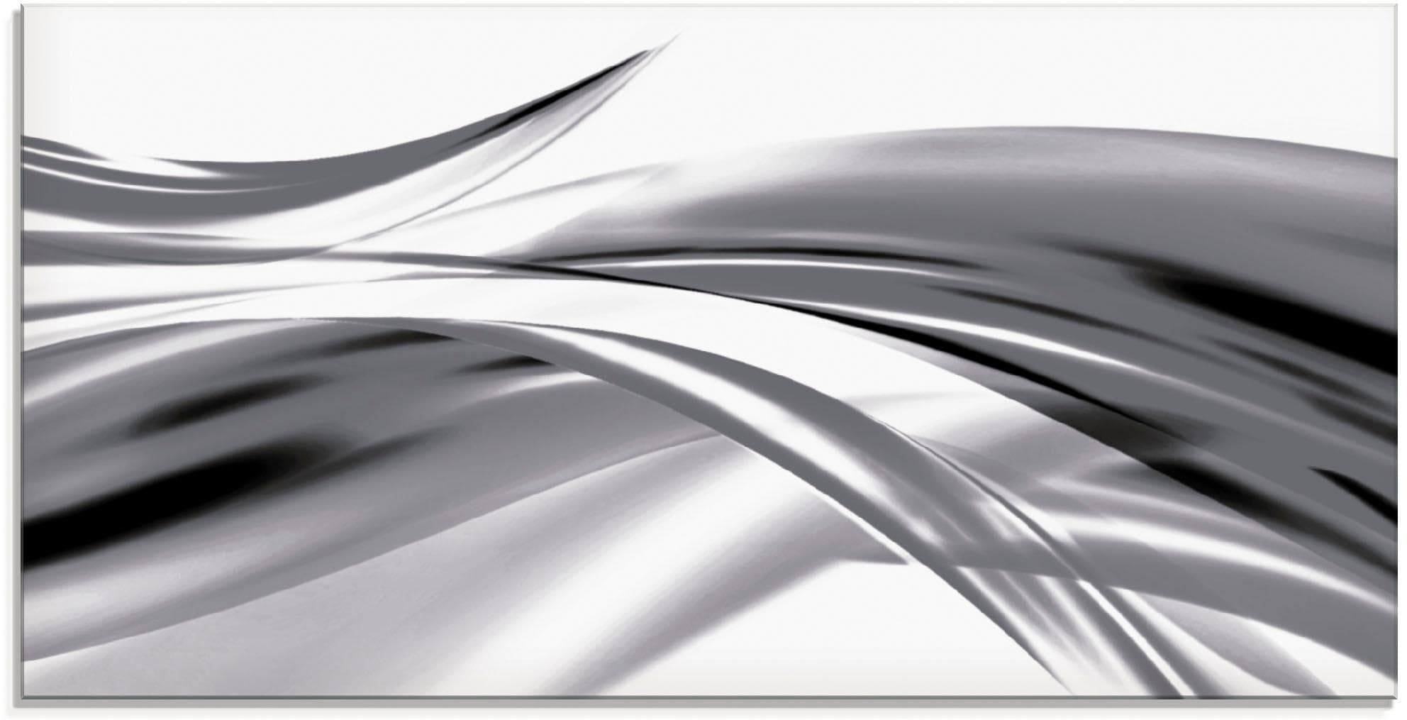 ARTLAND Glasbild "Schöne Welle - Abstrakt" Grau