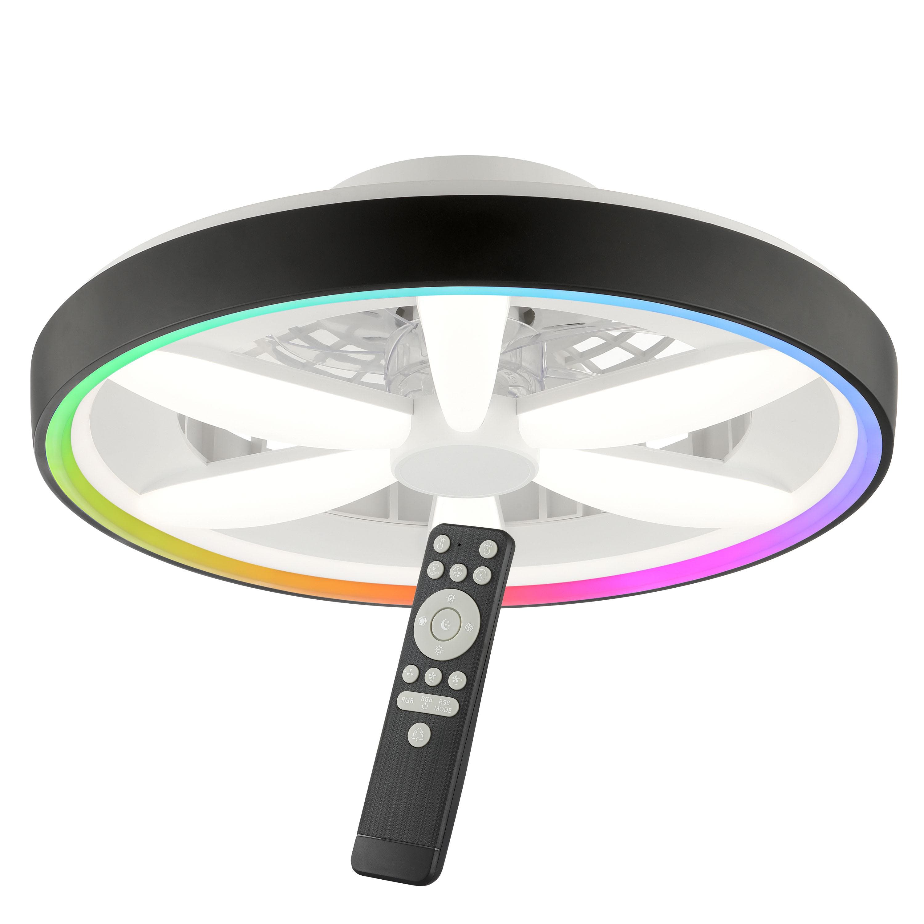 BRILLIANT LED Deckenleuchte Gaiano Schwarz mit Ventilator und RGB