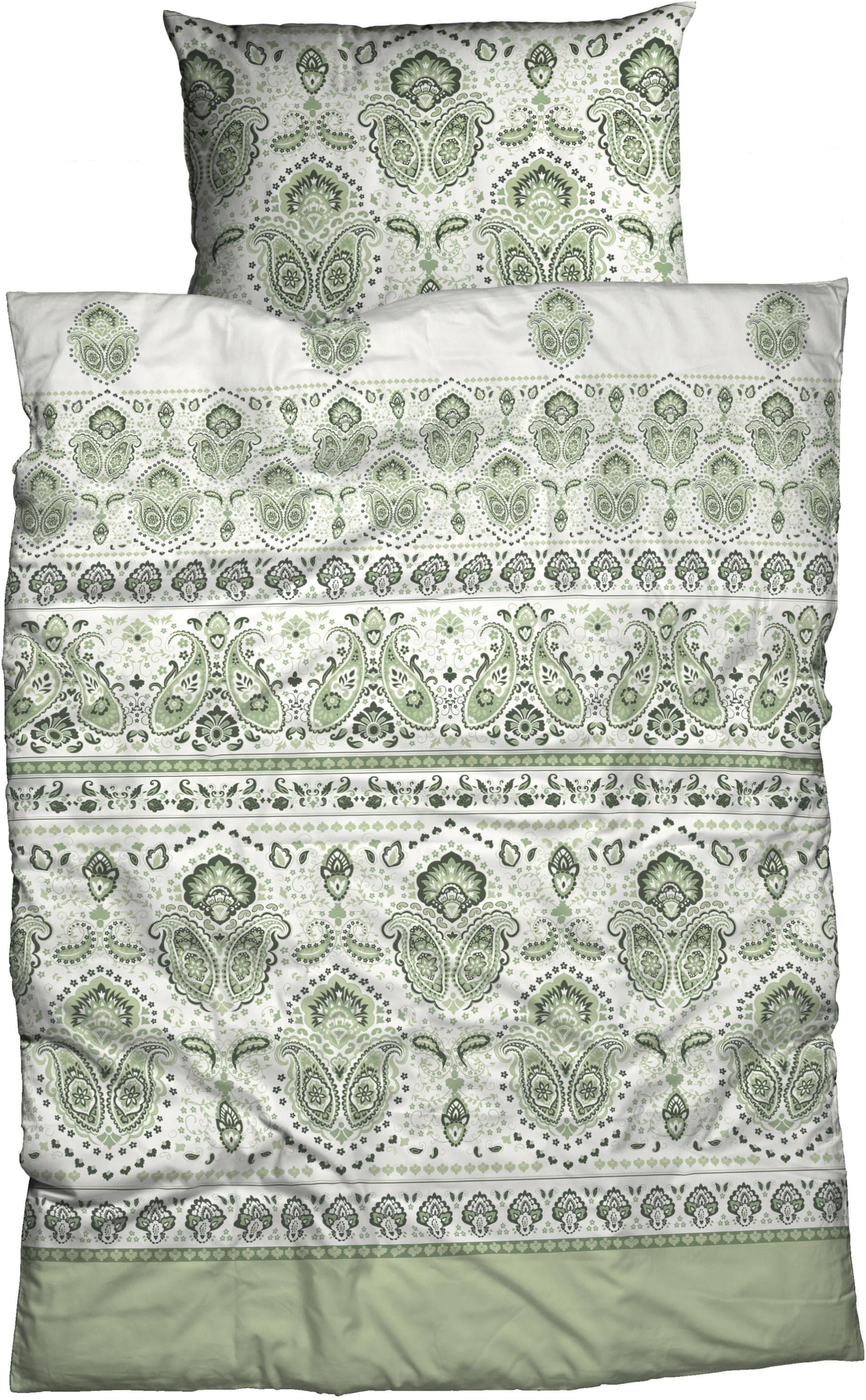 CASATEX Bettwäsche Meriane Grün Satin Paisley 3-tlg.