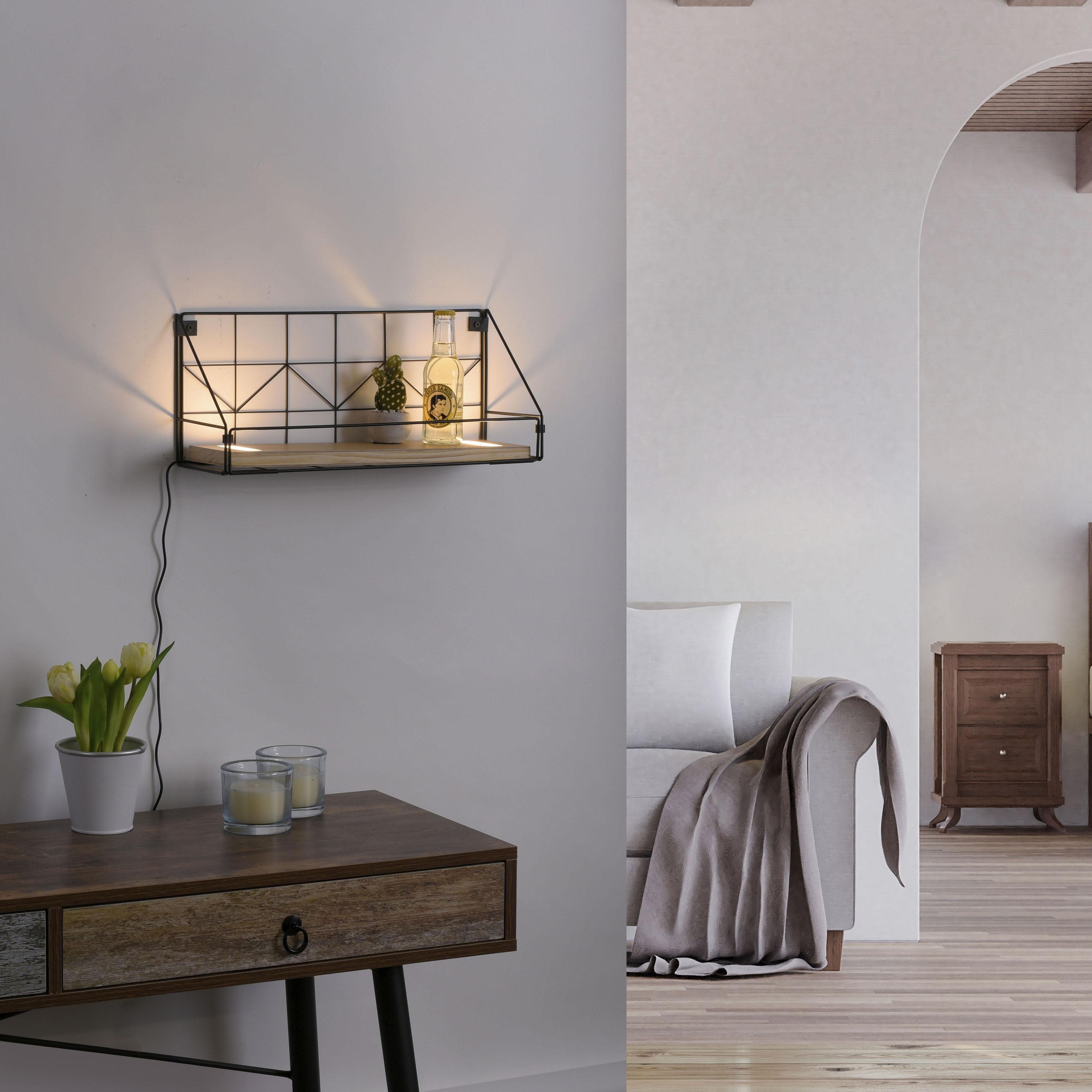 JUST LIGHT LED-Wandleuchte Regal Holz, 1xLED-Board 3,50W 3000K