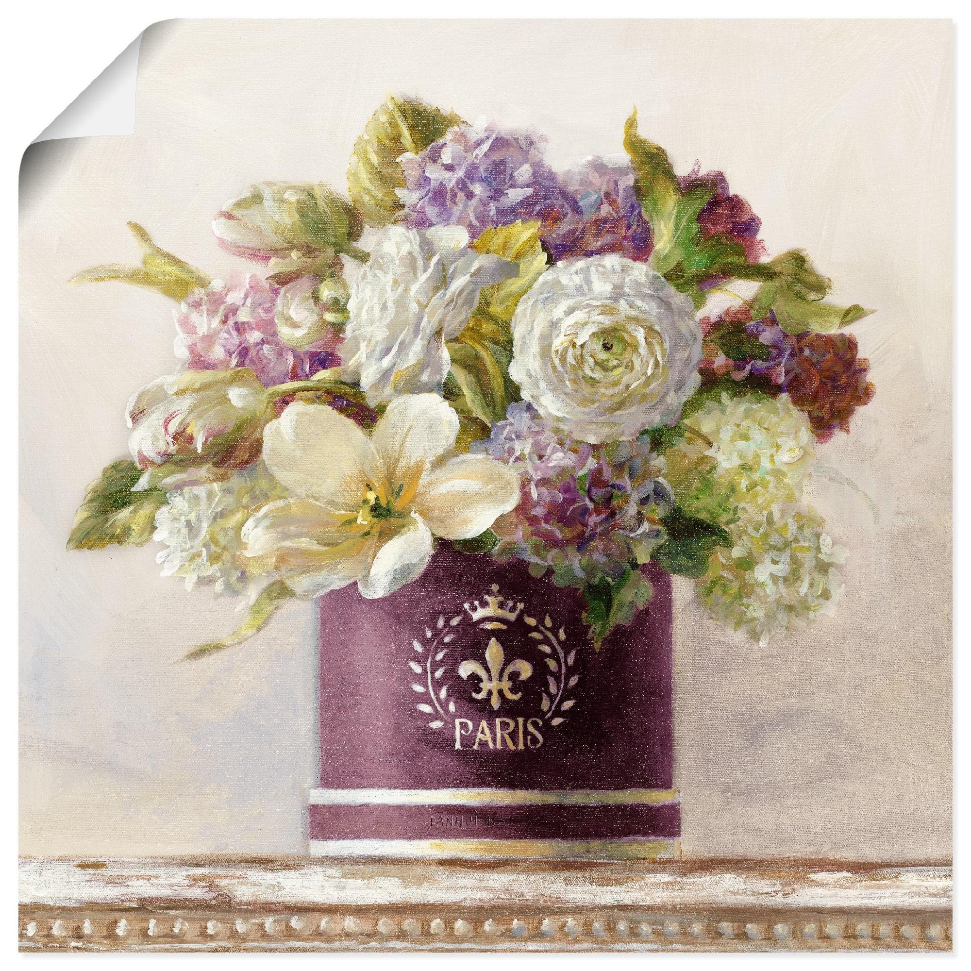 ARTLAND Poster Tulpen in Auberginer Hutschachtel Lila Blumen