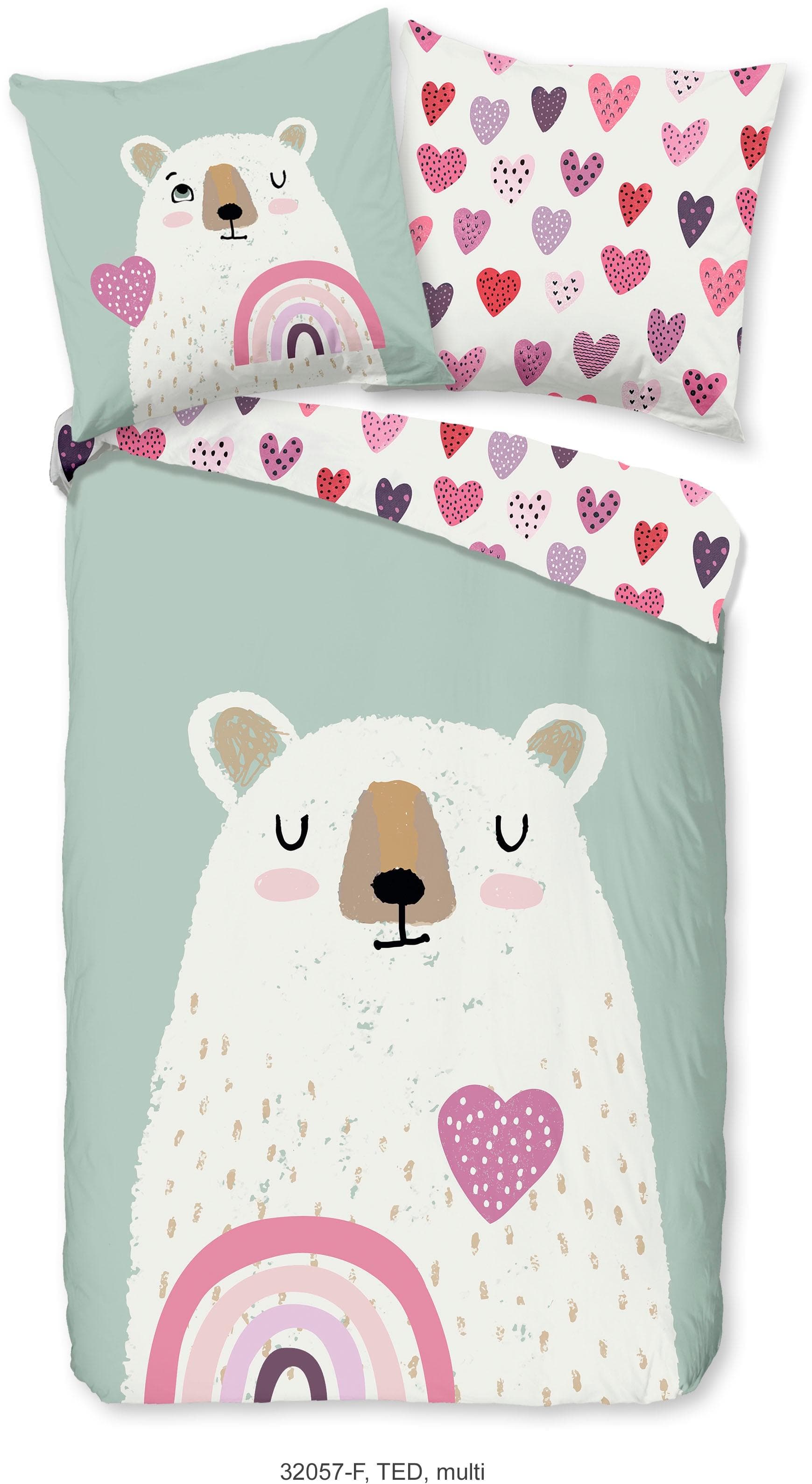 Good Morning Kinderbettwäsche Ted Rosa Flanell Wendebettwäsche