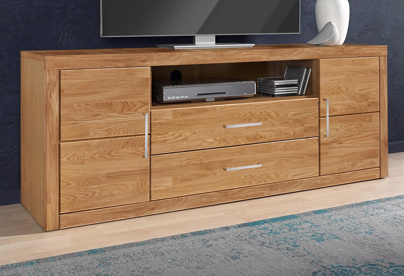 OTTO home Lowboard Logo Massivholz Fronten Braun