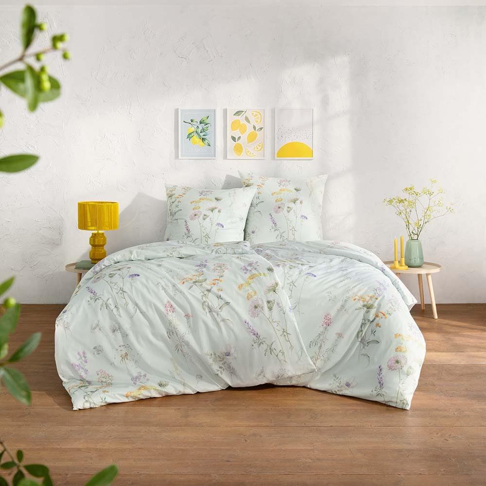 Estella Primavera Bettwäsche - Mintfarbenes Floral Design aus Baumwolle