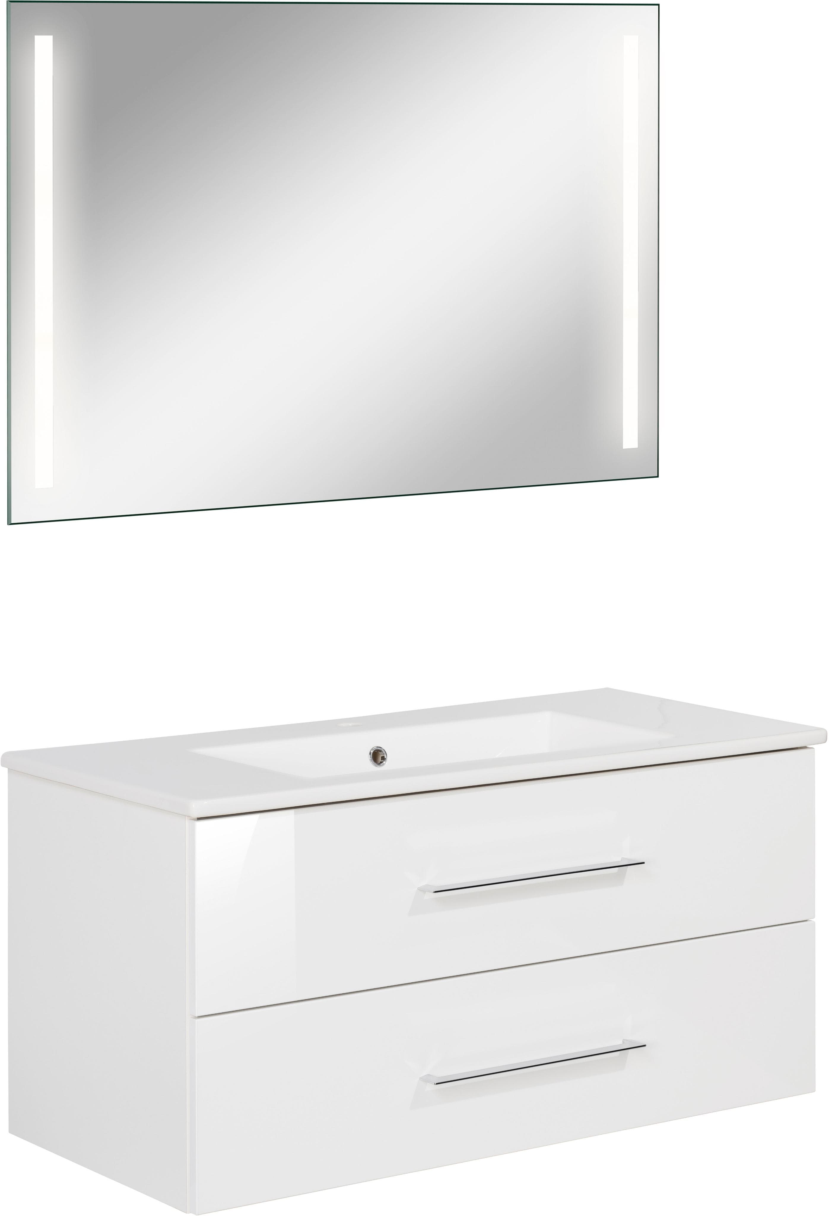 FACKELMANN Waschplatz-Set B.Perfekt Waschtisch weiß mit Aufsatzwaschbecken