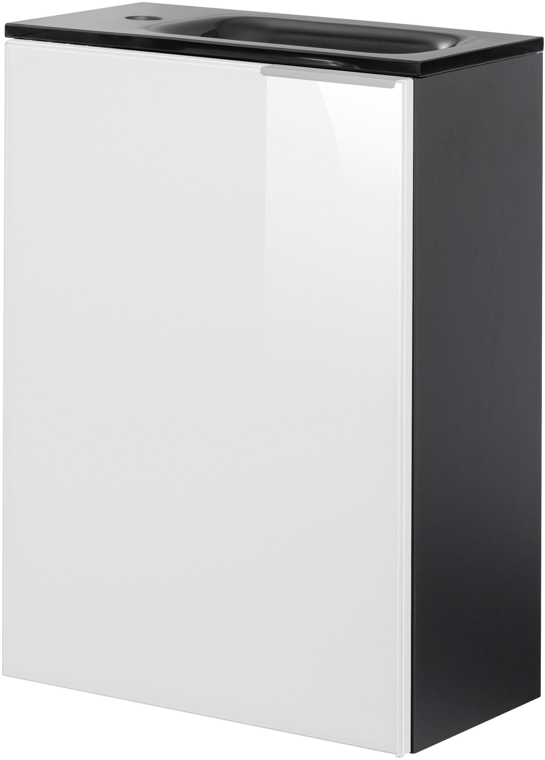 FACKELMANN Waschtisch SBC Schwarz-Weiß Glas Holzwerkstoff