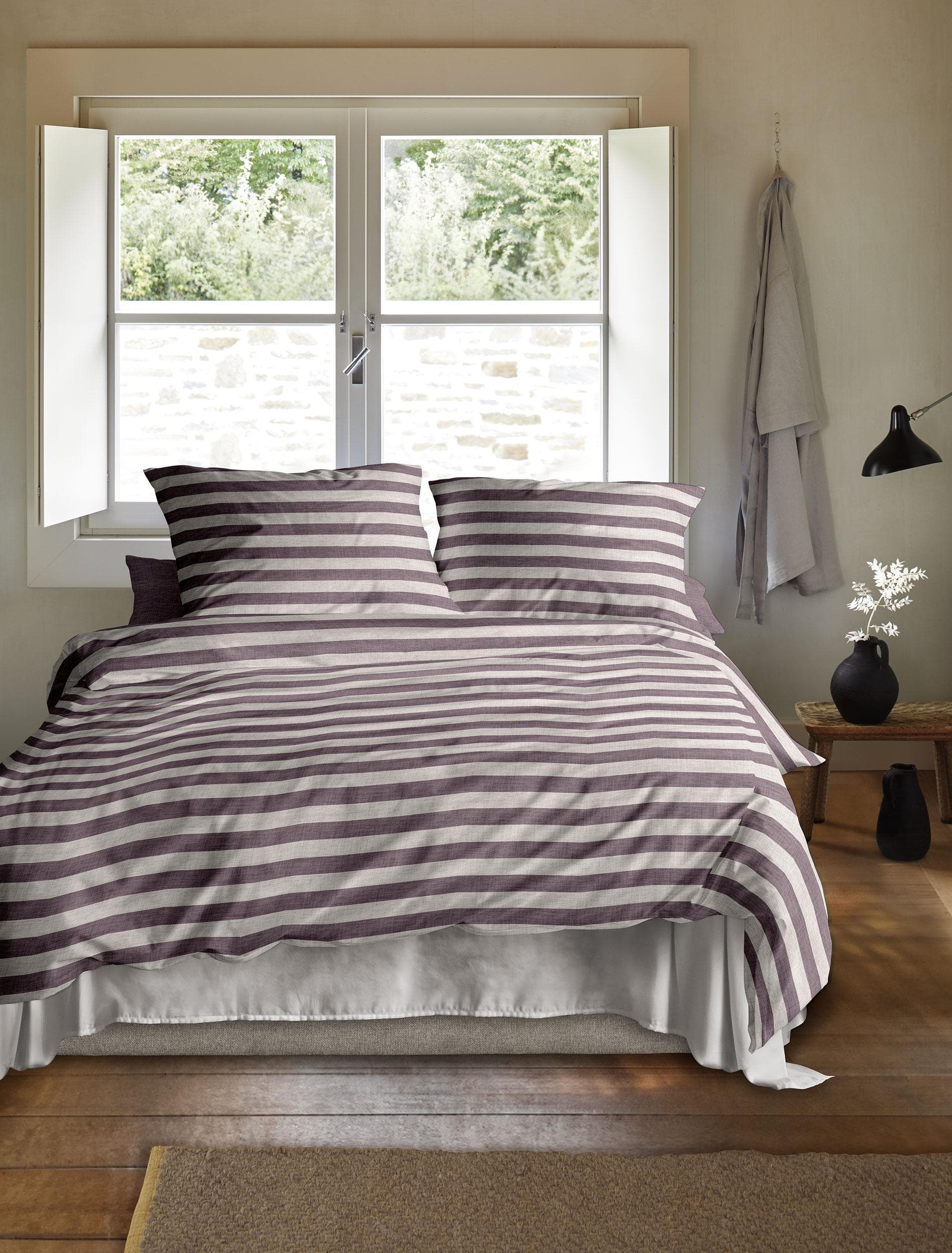 Irisette Mako-Satin Bettwäsche Set Mauve Gestreift 100% Baumwolle