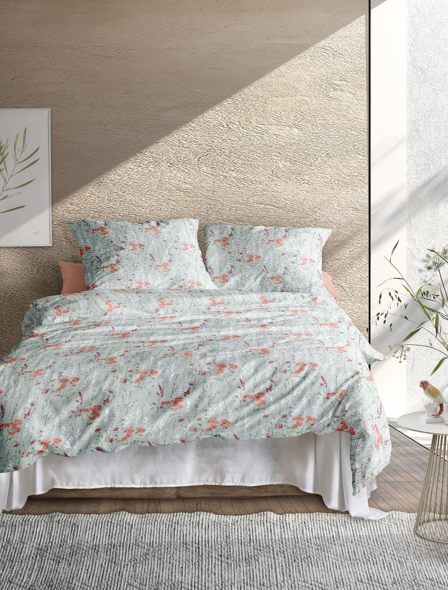 Irisette Bettwäsche Easy 8606 Seersucker Grün Floral