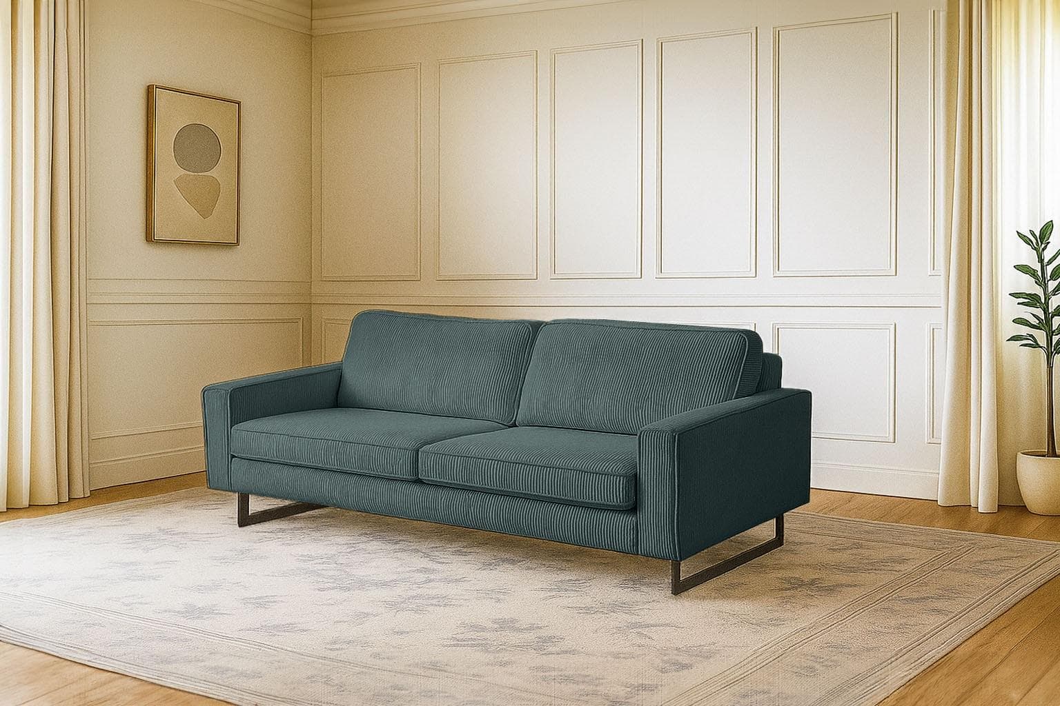 Home Affaire 3-Sitzer Sofa Maxi Azurblau Cord Chenille