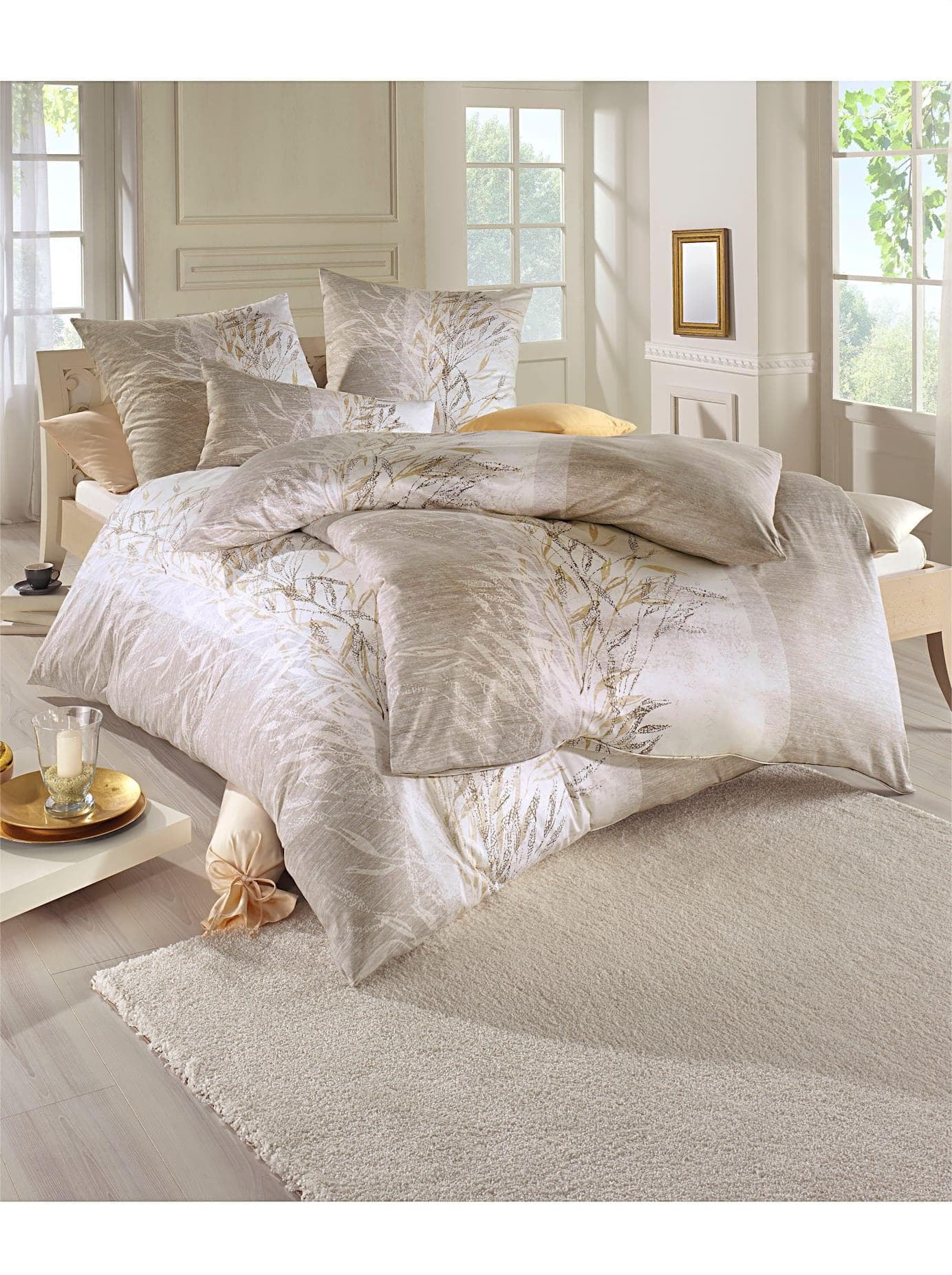 Witt Bettwäsche Interlock-Jersey 2 teilig Beige Gräserdessin