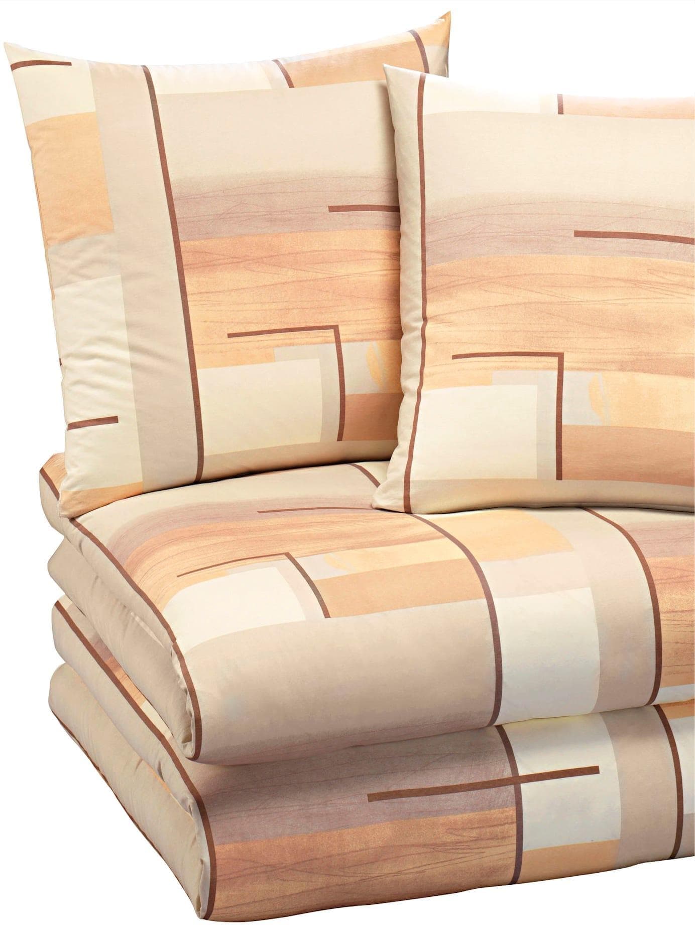 Biberna Bettwäsche Garnitur Beige 200x200 cm Mako-Jersey 100% Baumwolle