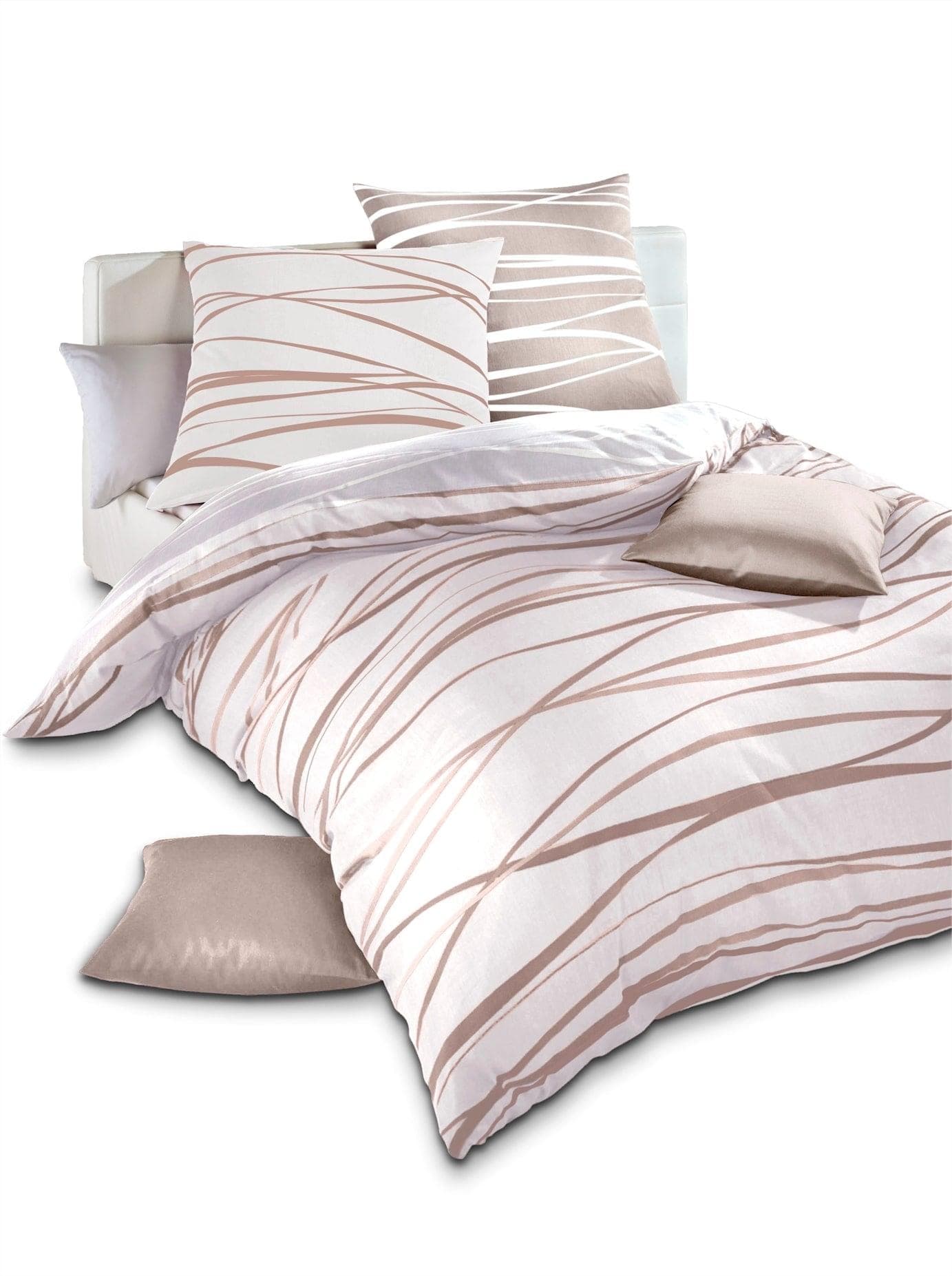 Kaeppel Bettwäsche Wellendessin Berber-Ecru Baumwolle Reißverschluss