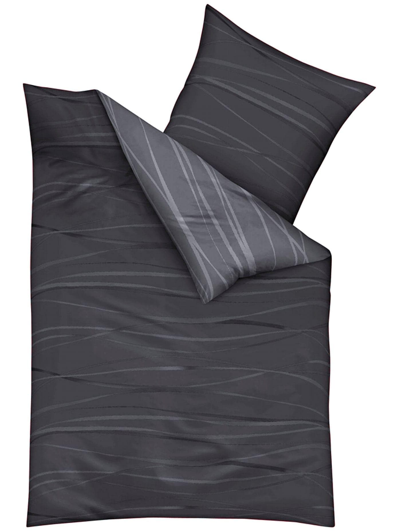 Witt Mako-Satin Bettwäsche - Kontrastreiches Wellendesign mit Reißverschluss