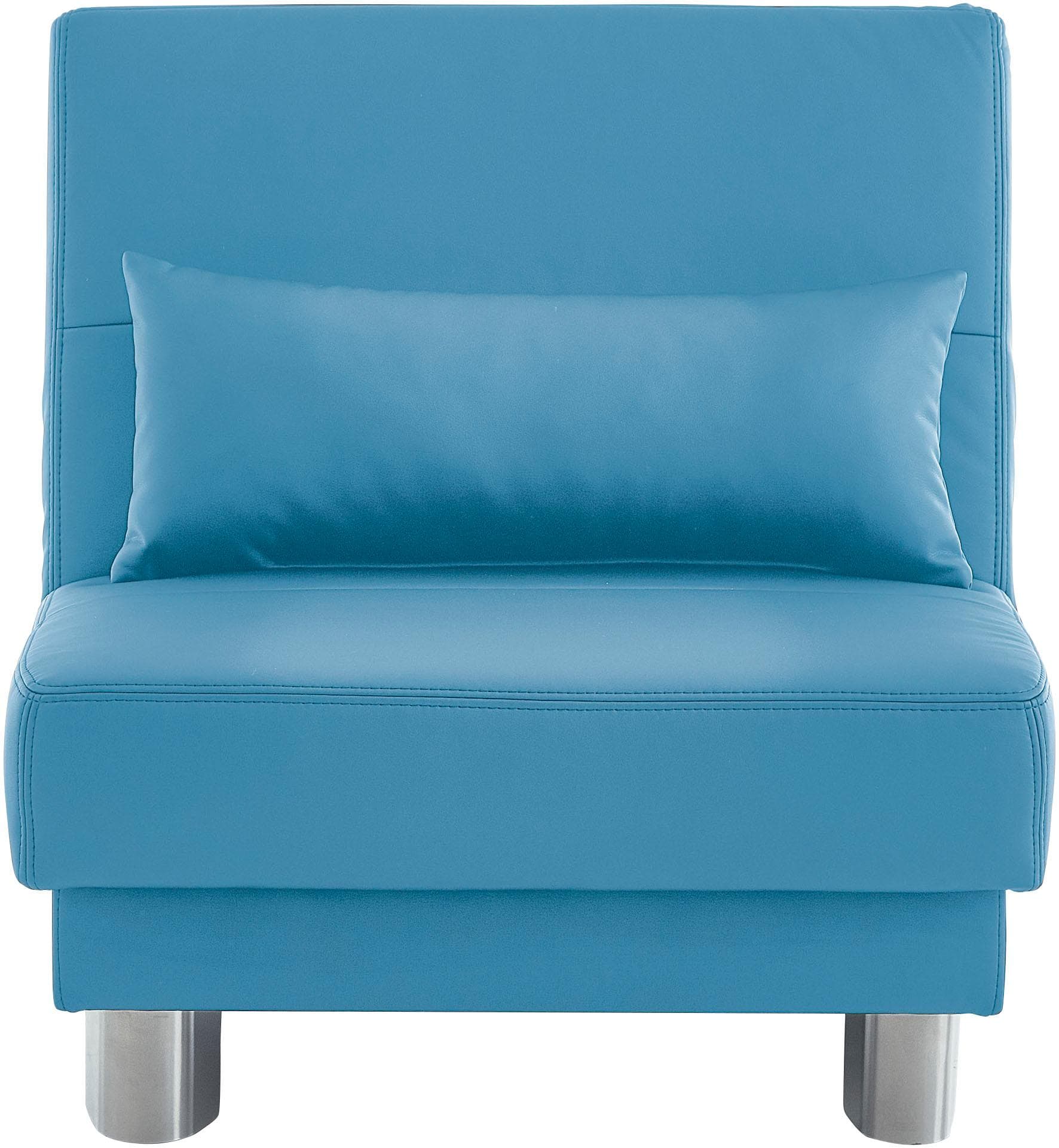 INOSIGN Schlafsofa Gina: Hellblaues Kunstleder-Sofa mit Handgriff