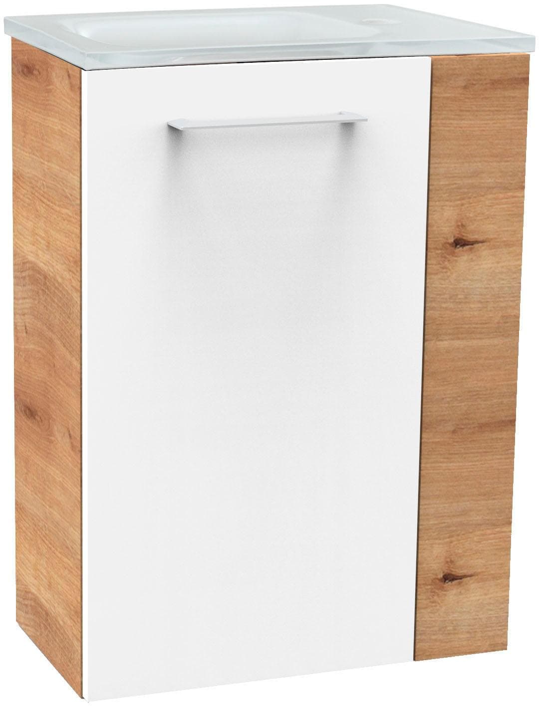 FACKELMANN Waschtisch SBC Braun/Ast-Eiche-Optik Glas Holzwerkstoff