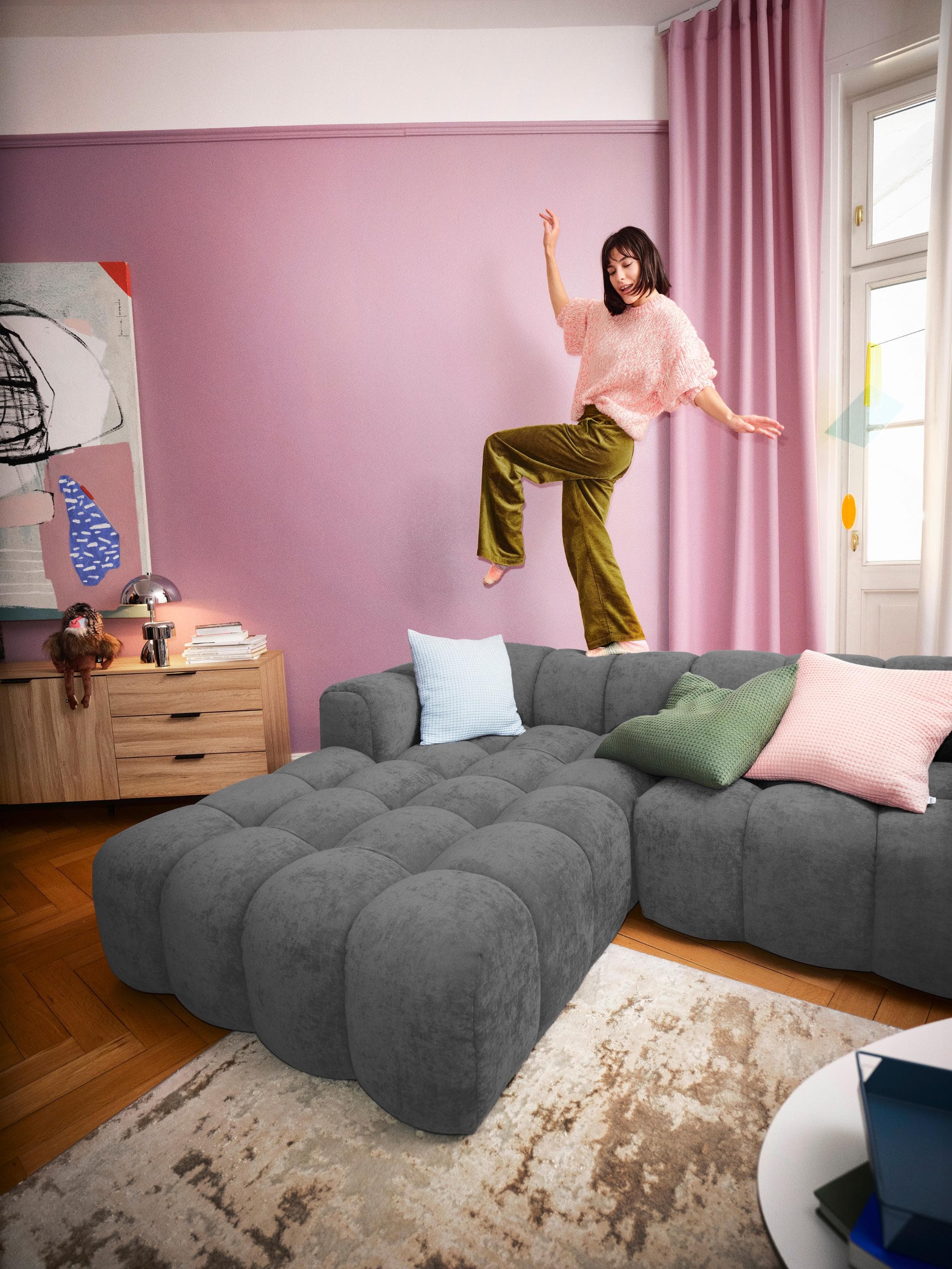 OTTO HOME Ecksofa KALLIE L-Form Anthrazit 100% Polyester