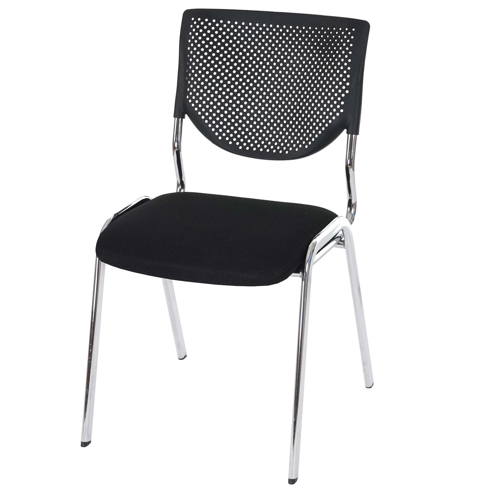MCW Besucherstuhl H401 Konferenzstuhl Stapelbar Stoff Schwarz Chrom