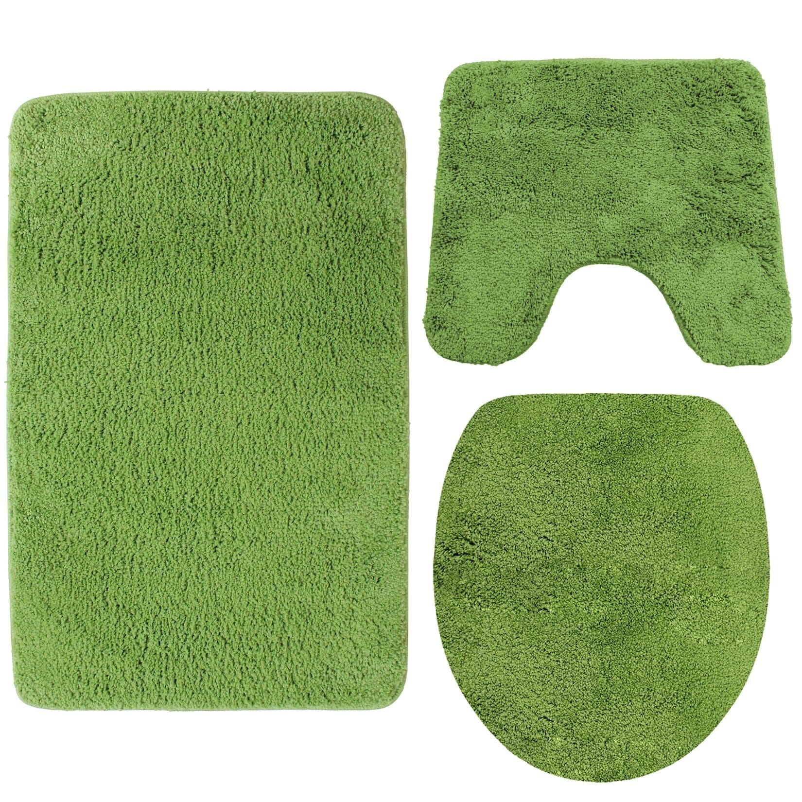 NYVI Badematte NYVISpa Lasalle - Badezimmerteppich Rutschfest, Saugfähig, Schnell Trocknend, Fußbodenheizung geeignet, Waschbar, Weich, Grün, 3-teilig