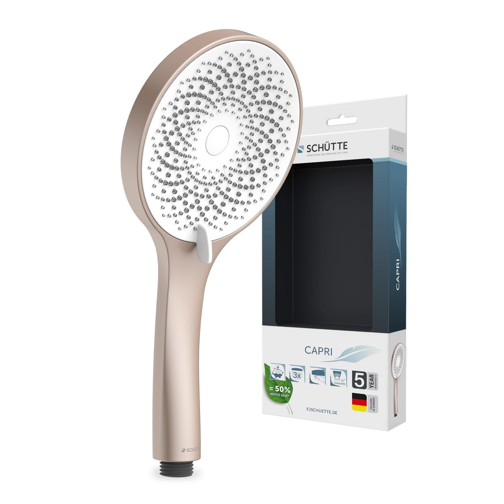 SCHÜTTE Handbrause CAPRI rosé matt 3-fach verstellbar Antikalk